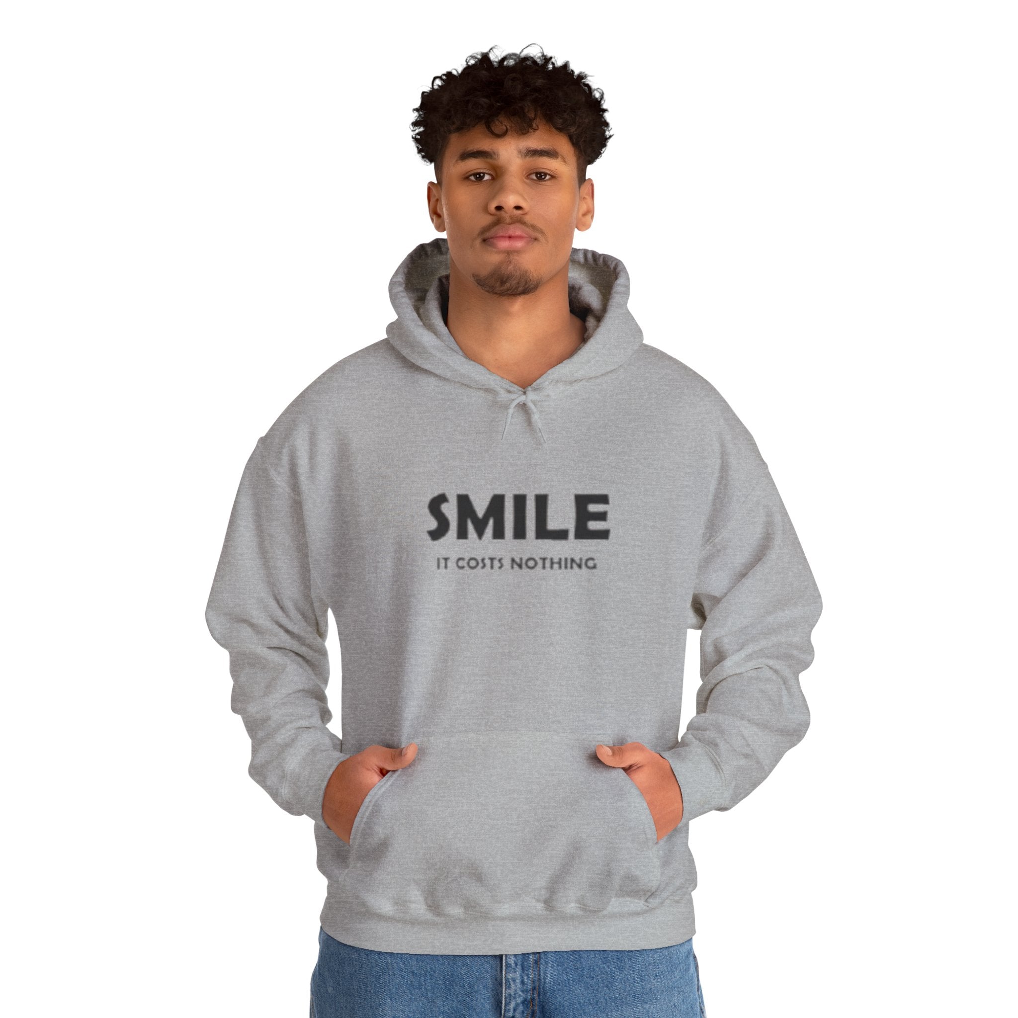 Smile It Costs Nothing Hoodie — Minimalist Positive Message Hooded Sweatshirt