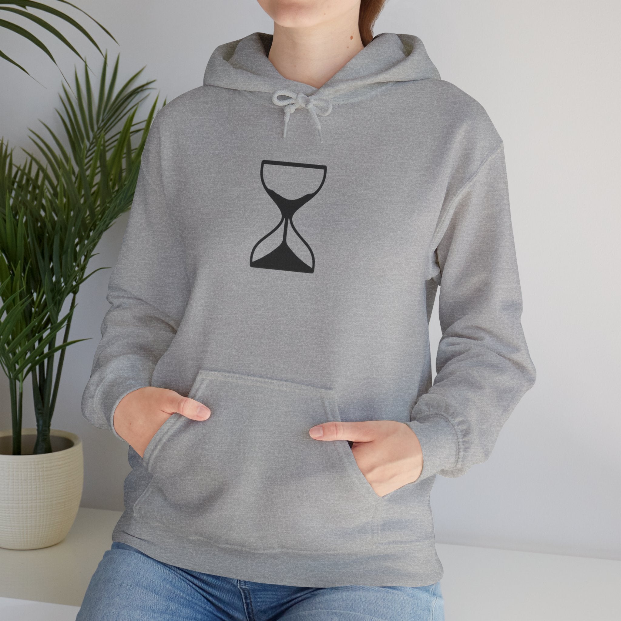 Hourglass Minimalist Hoodie — Simple Time Symbol Pullover