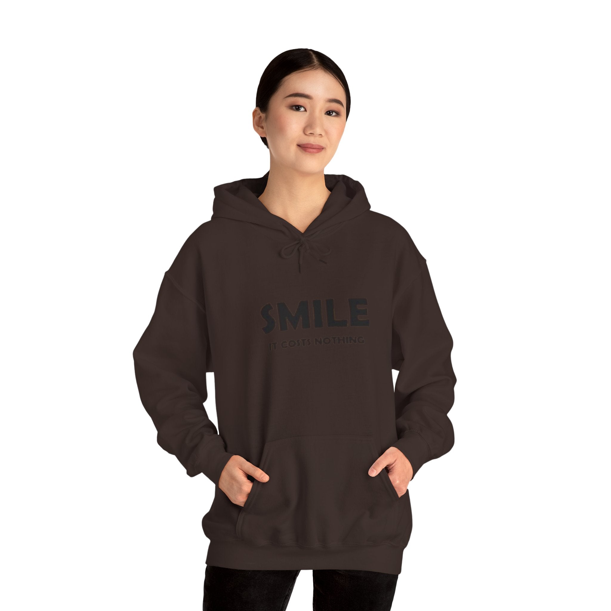 Smile It Costs Nothing Hoodie — Minimalist Positive Message Hooded Sweatshirt