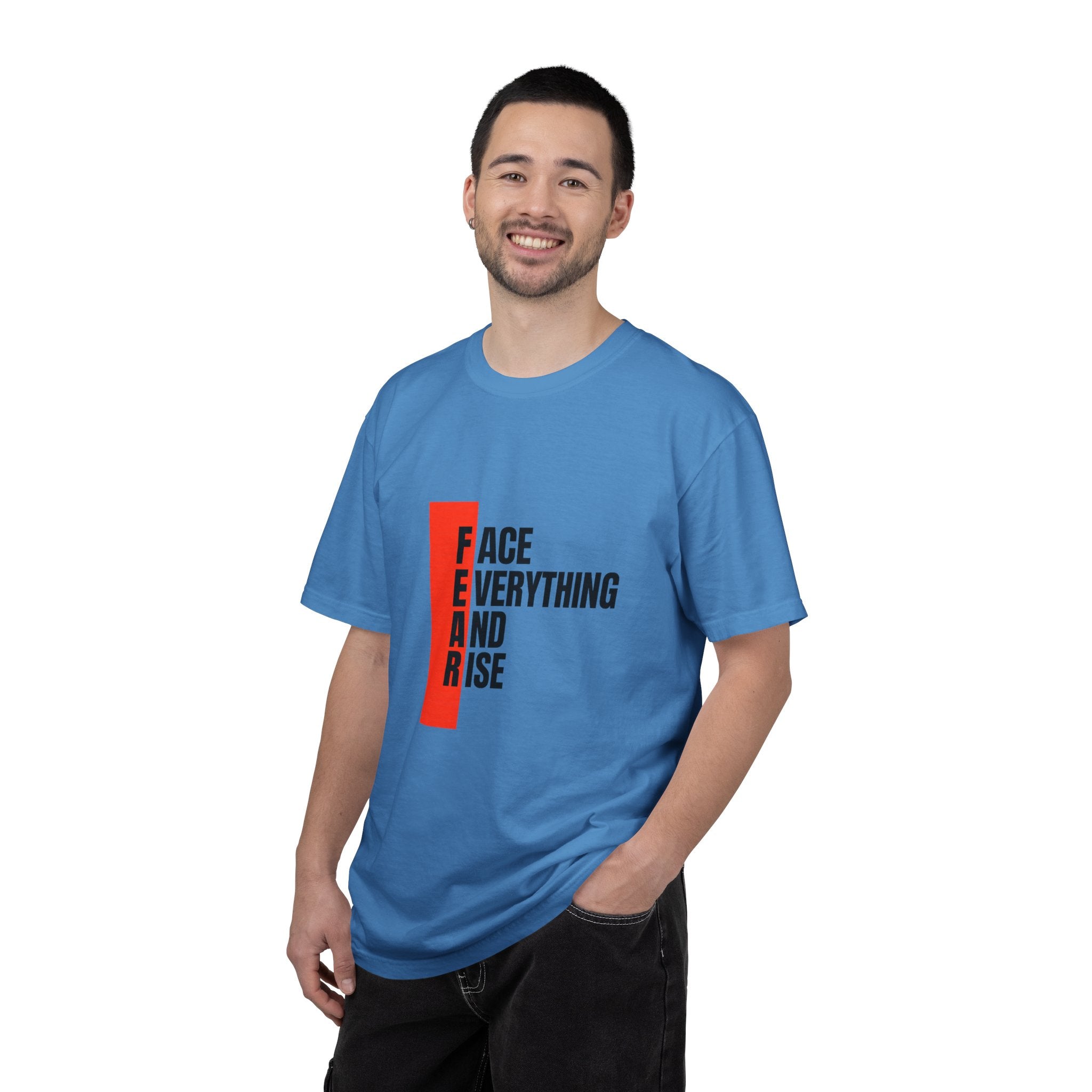 Motivational T-Shirt — "FEAR: Face Everything And Rise" Bold Red Accent