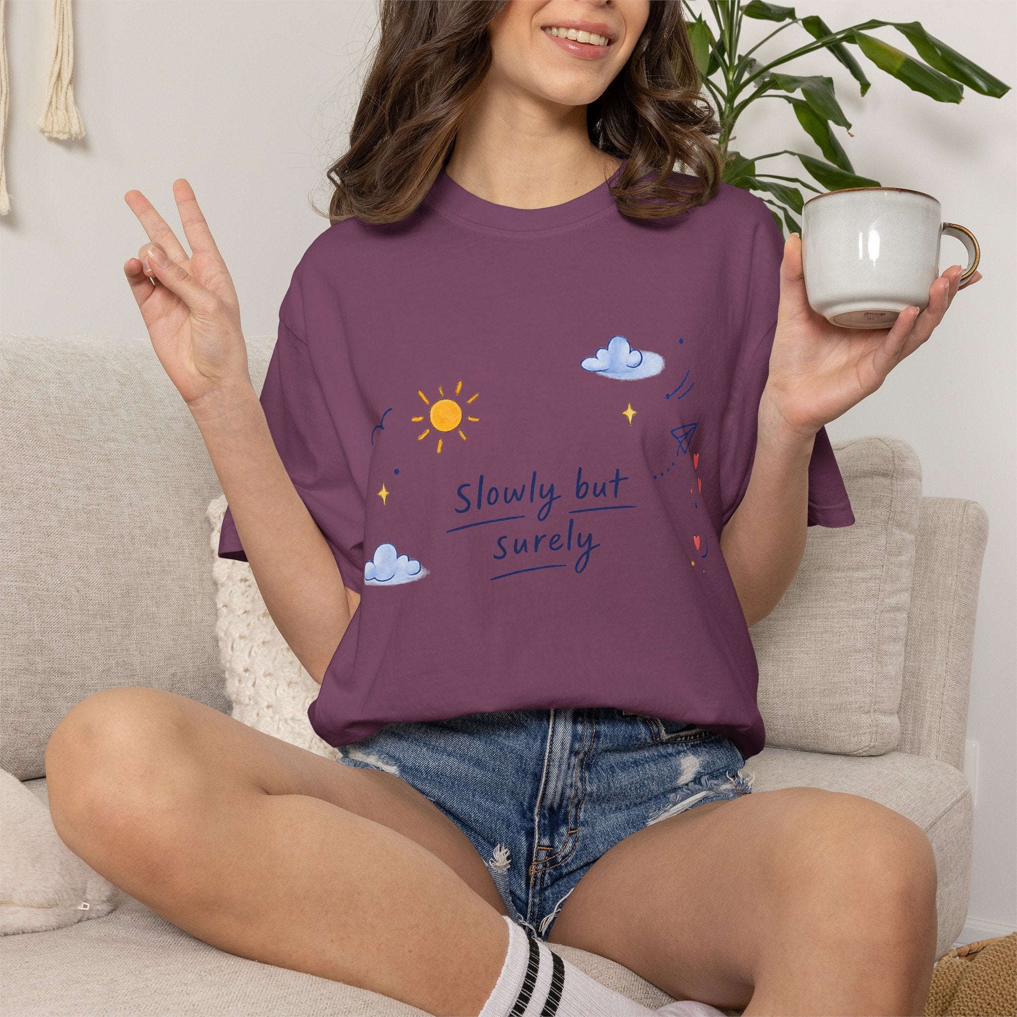 T-Shirt — "Slowly but Surely" Cute Doodle Graphic Tee