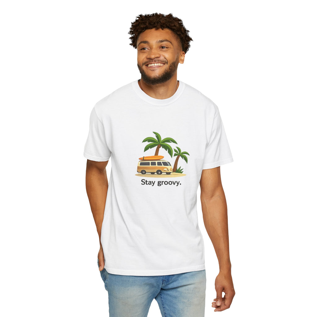 Vintage Surf Van T-Shirt – "Stay Groovy" Retro Beach Tee