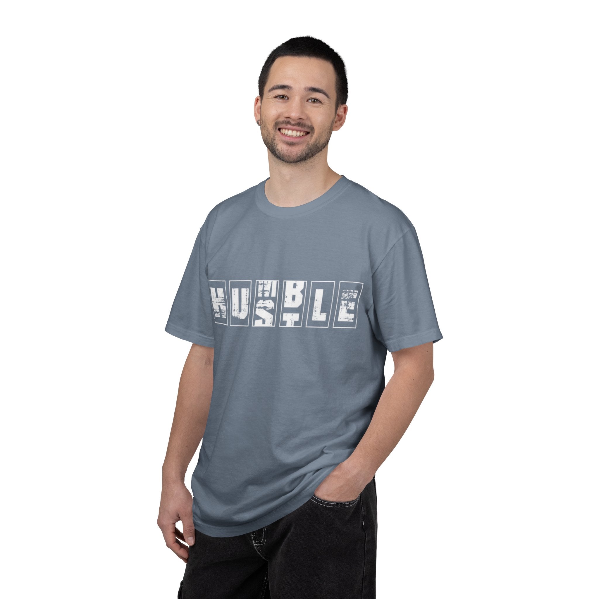 Hustle Block Letter T-Shirt — Vintage Graphic Tee with 'HUSTLE' Design