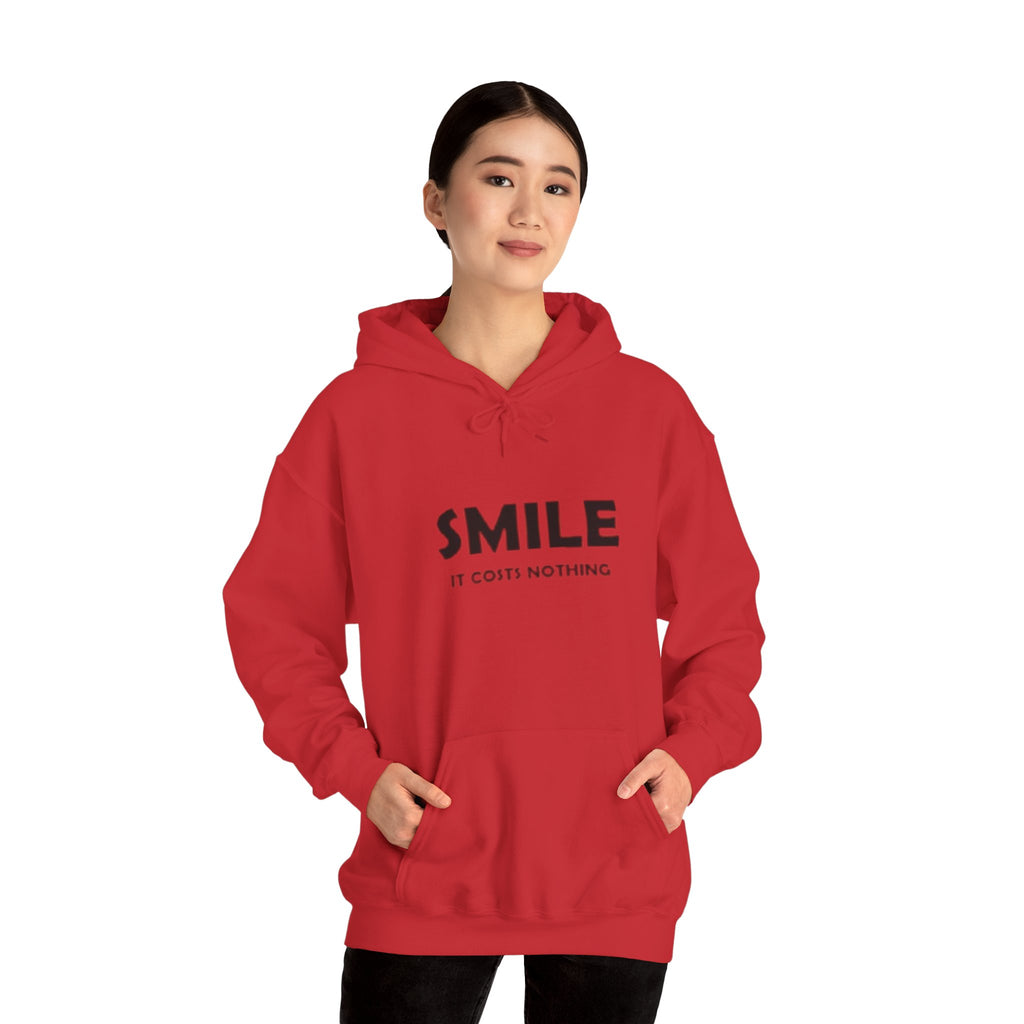 Smile It Costs Nothing Hoodie — Minimalist Positive Message Hooded Sweatshirt
