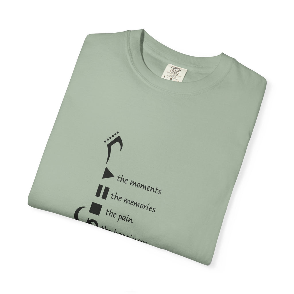 Guitar Silhouette Tee — "Our Moments, Our Memories, Our Music, Our Happiness"