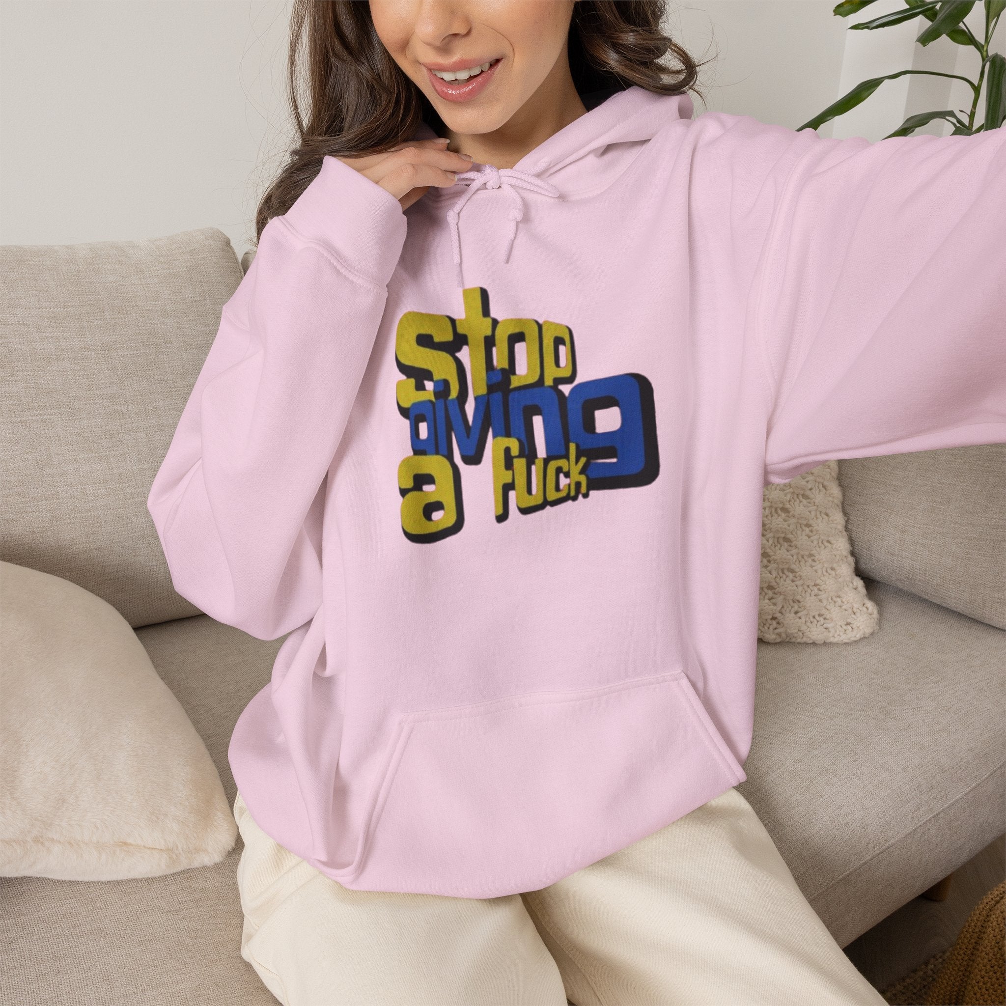 Hoodie — "Stop Giving a F*ck" Bold Retro Graphic Hoodie