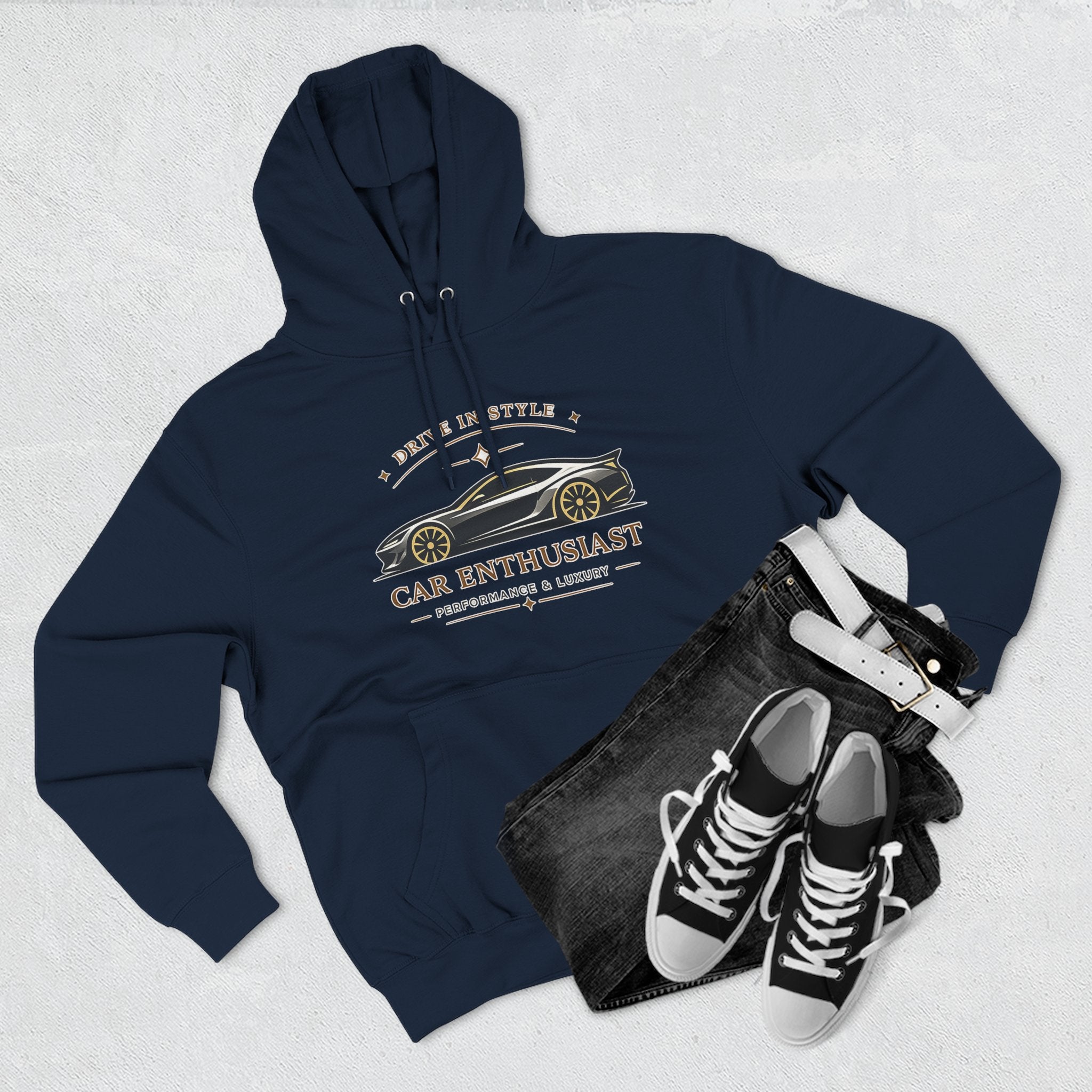 Car Enthusiast Hoodie — Vintage Sports Car Graphic, 'Drive in Style' Casual Pullover