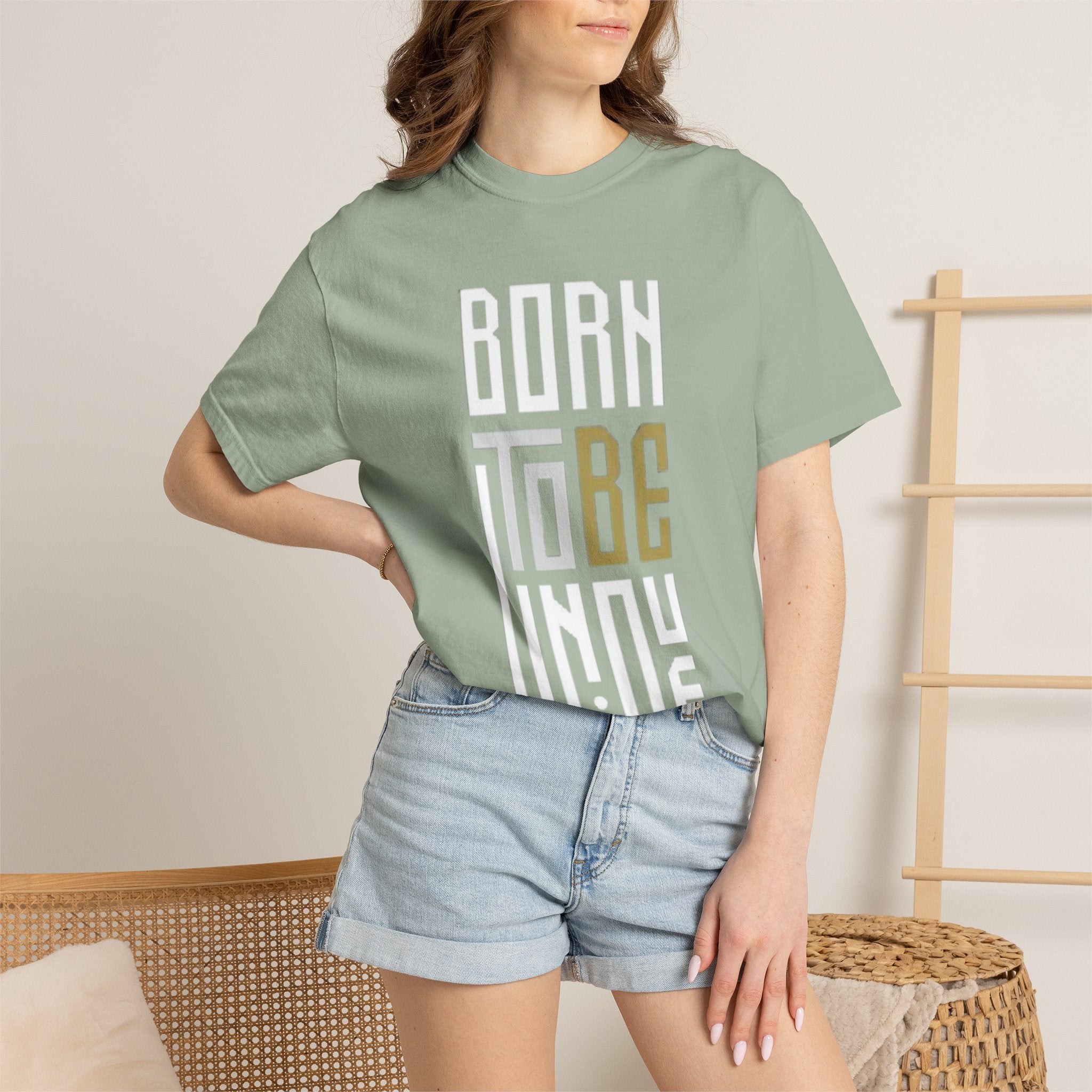 T-Shirt — "Born To Be Untile" Bold Vertical Typography Tee