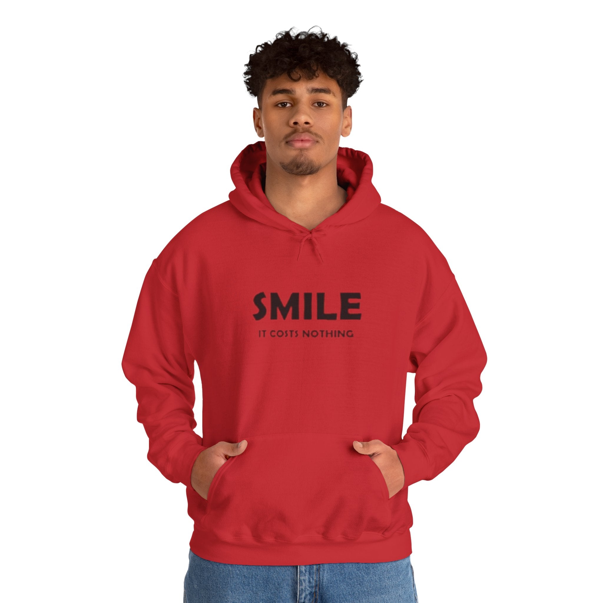 Smile It Costs Nothing Hoodie — Minimalist Positive Message Hooded Sweatshirt