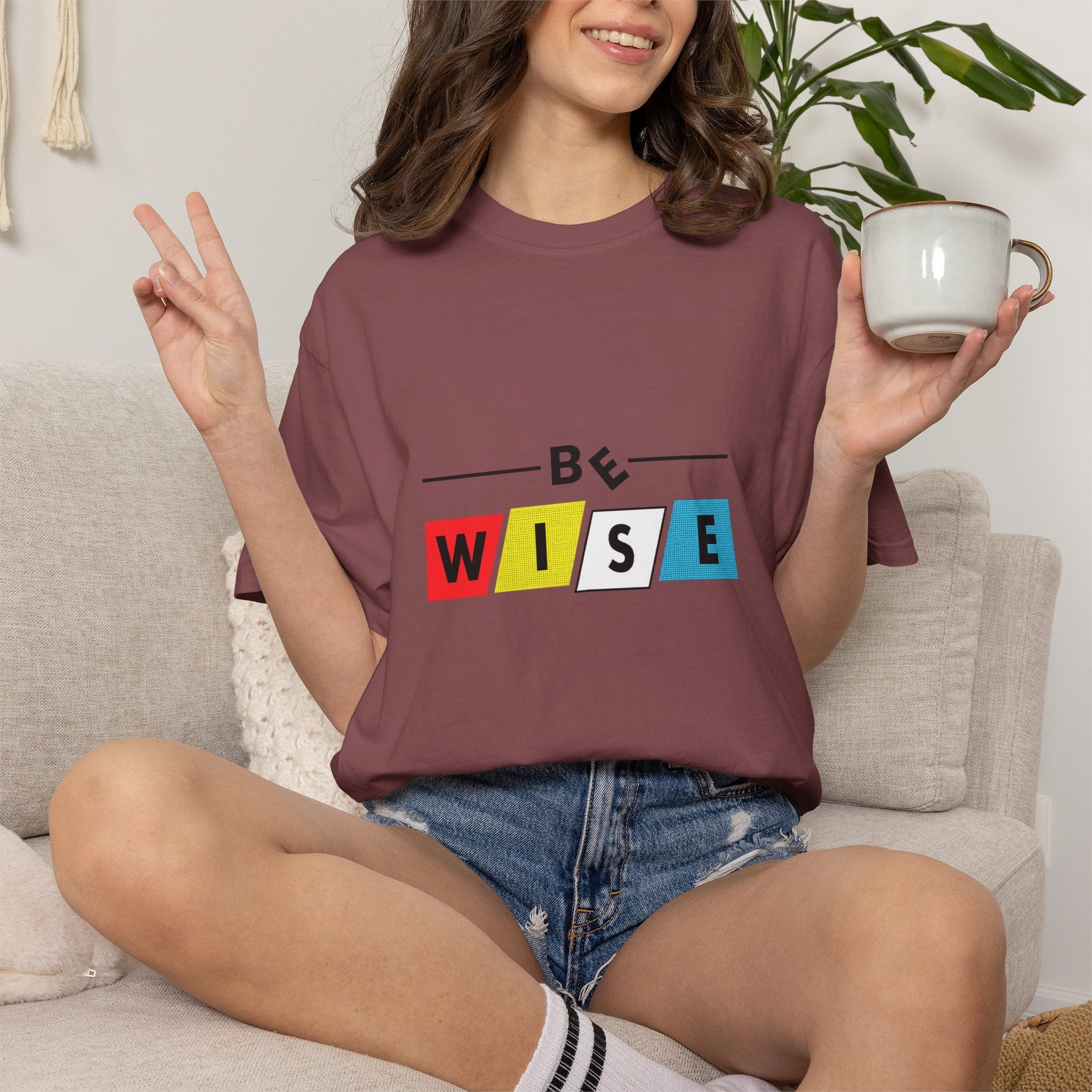 Be Wise Graphic T-Shirt — Color Block Inspirational Tee