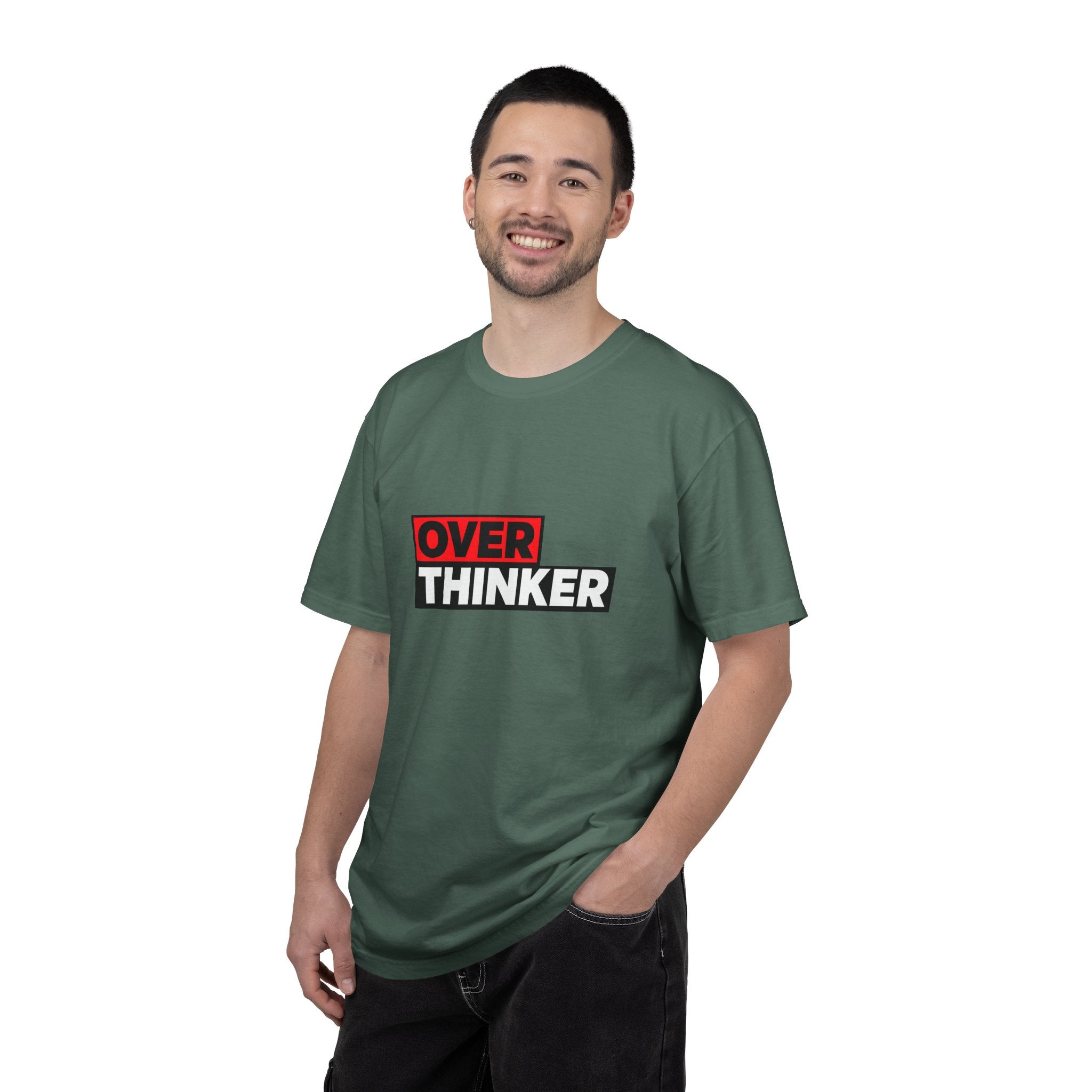 Overthinker Graphic T-Shirt — Bold Red & Black Text Tee