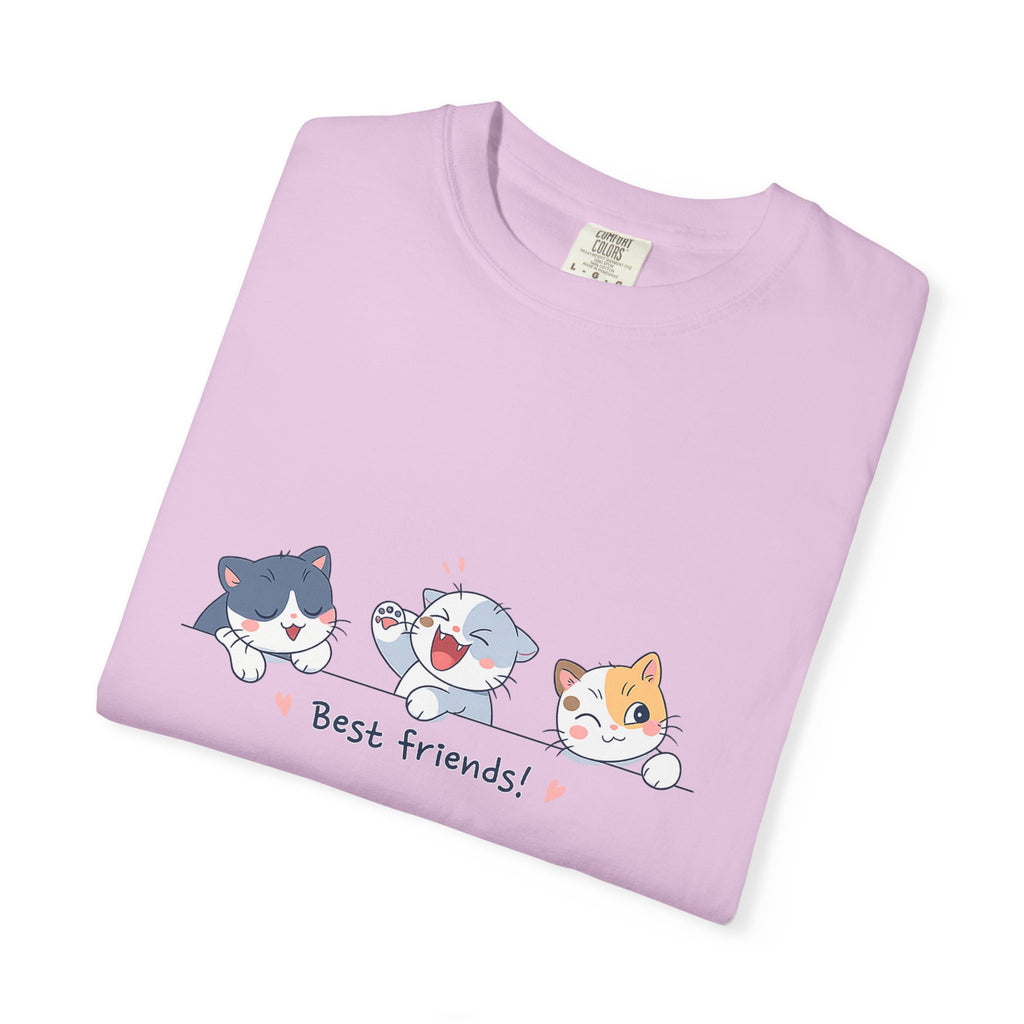 Cute ‘Best Friends!’ Cat T-Shirt — Cartoon Kitten Trio Graphic Tee