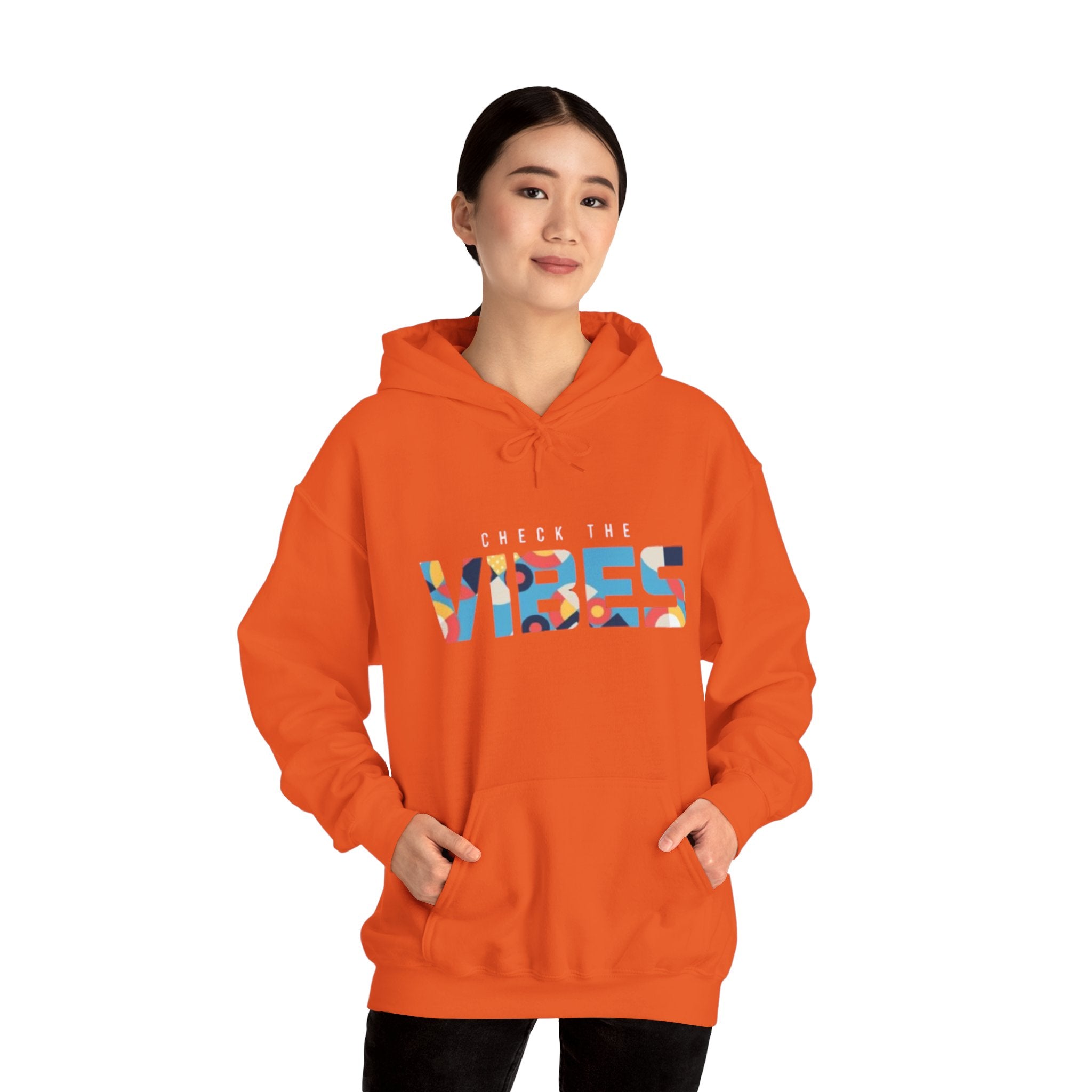 Check The Vibes Hoodie – Colorful Retro Graphic Pullover