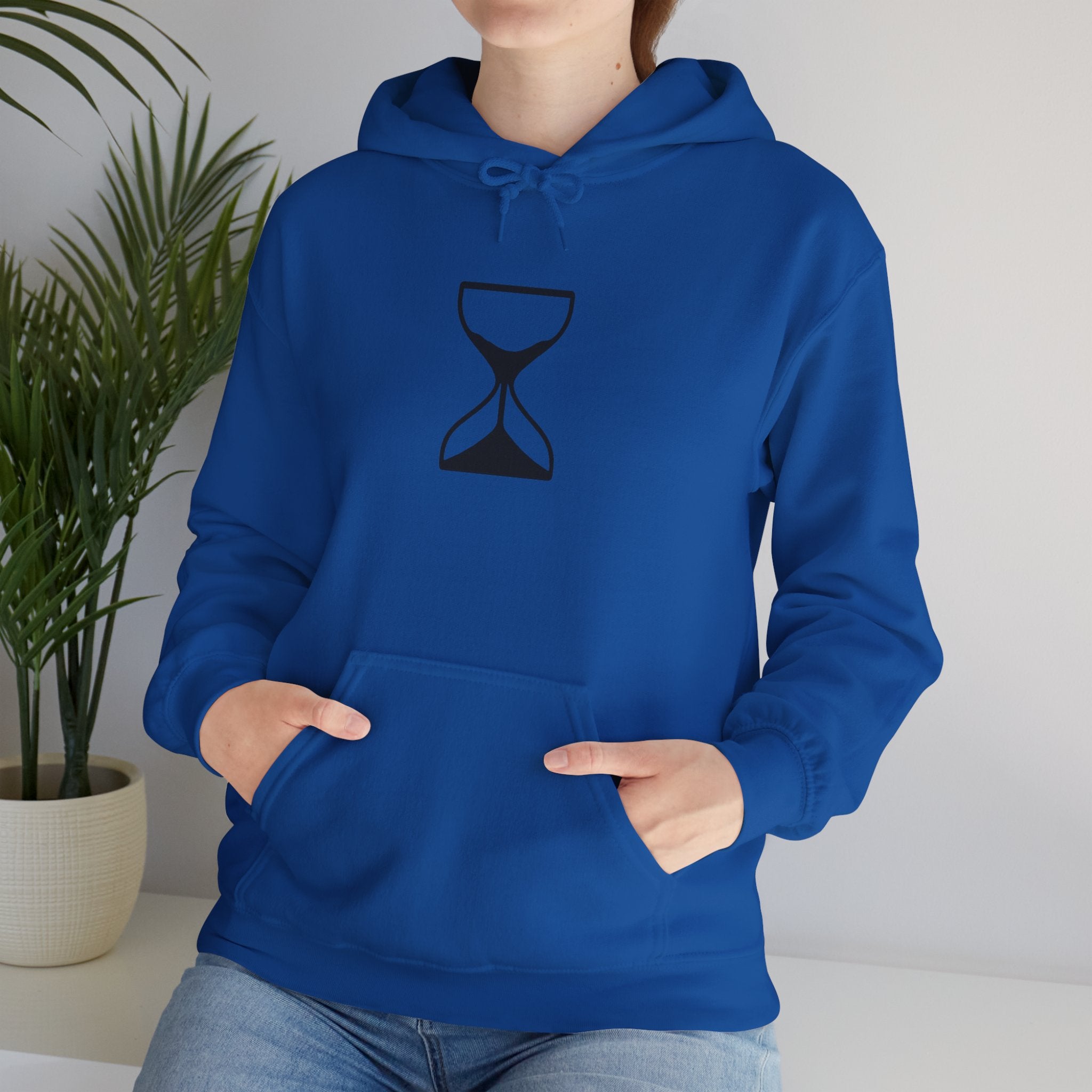 Hourglass Minimalist Hoodie — Simple Time Symbol Pullover