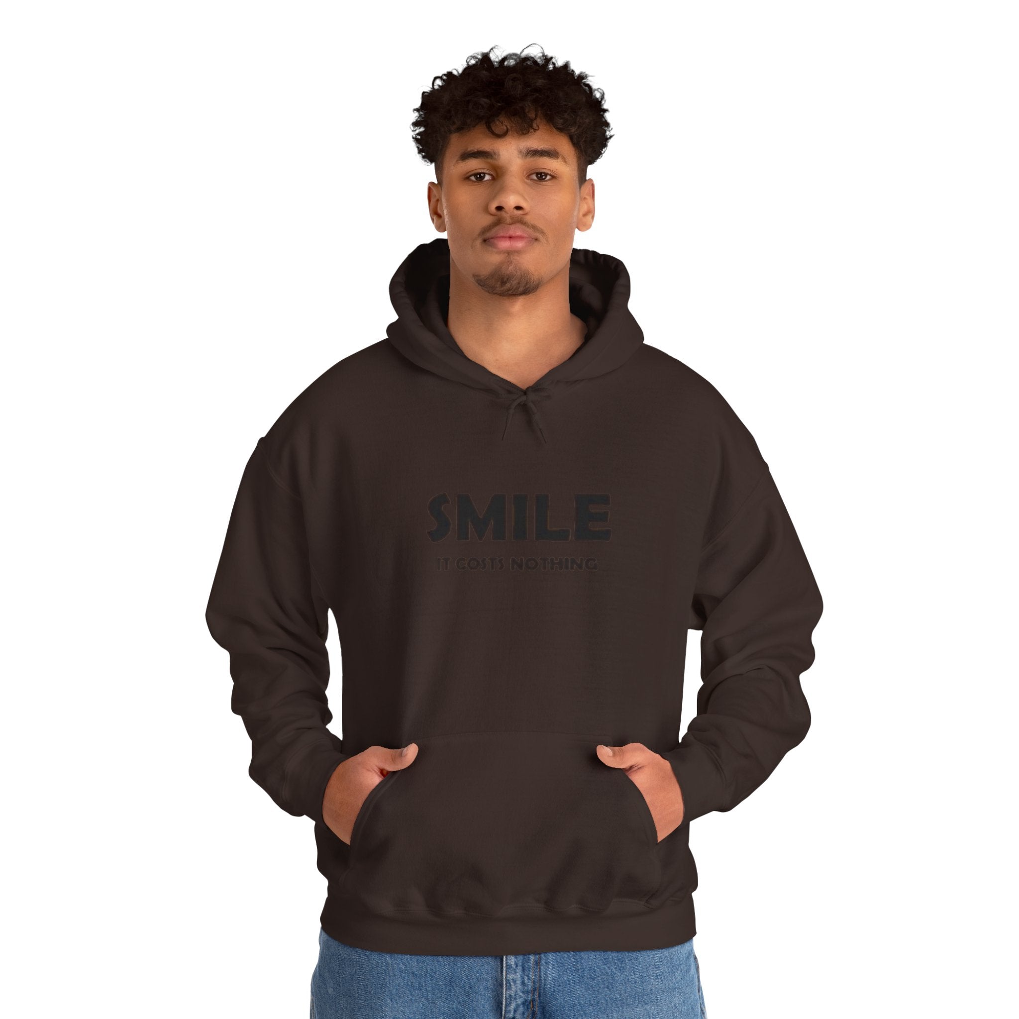 Smile It Costs Nothing Hoodie — Minimalist Positive Message Hooded Sweatshirt