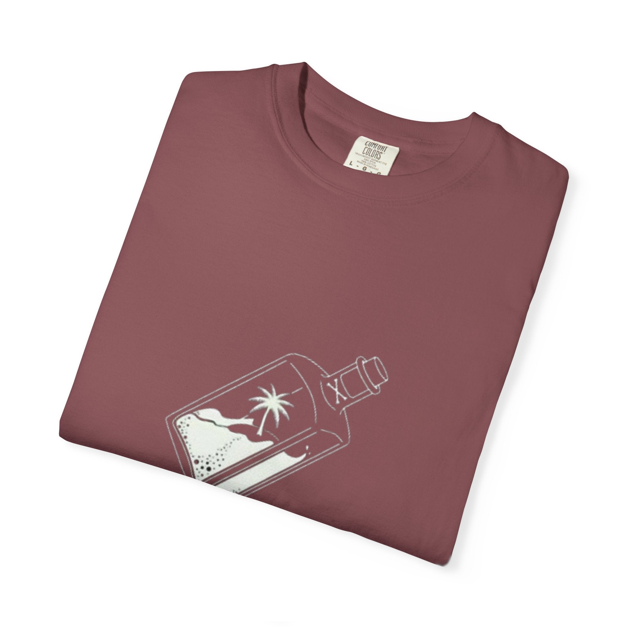 Pocket Island T‑Shirt — Minimal Bottle Isle Graphic Tee