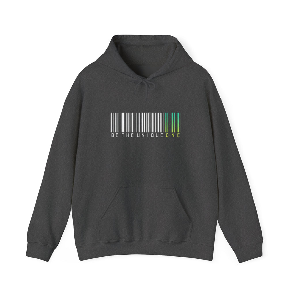 Unique One Barcode Hoodie — "Be the Unique One" Graphic Pullover