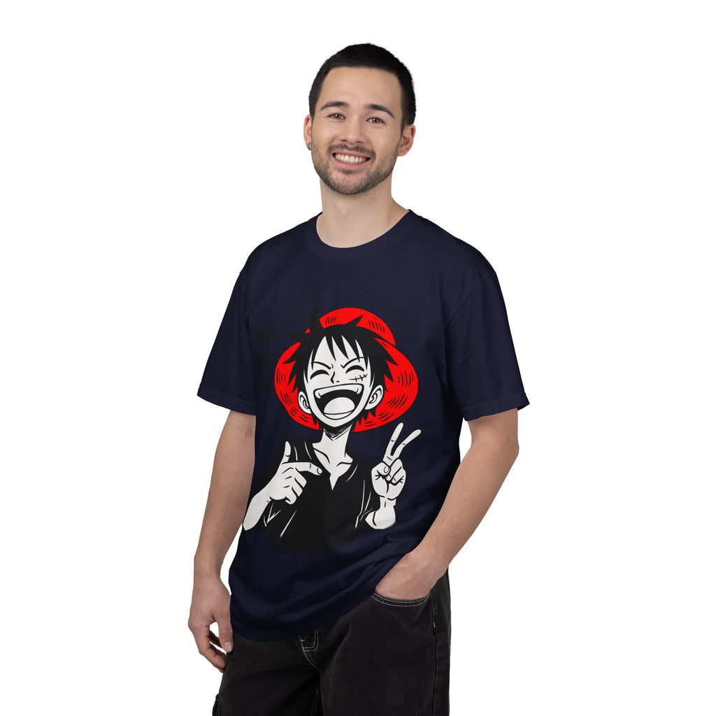 Anime Luffy Laughing Graphic T-shirt - Monkey D. Luffy Peace Sign Tee