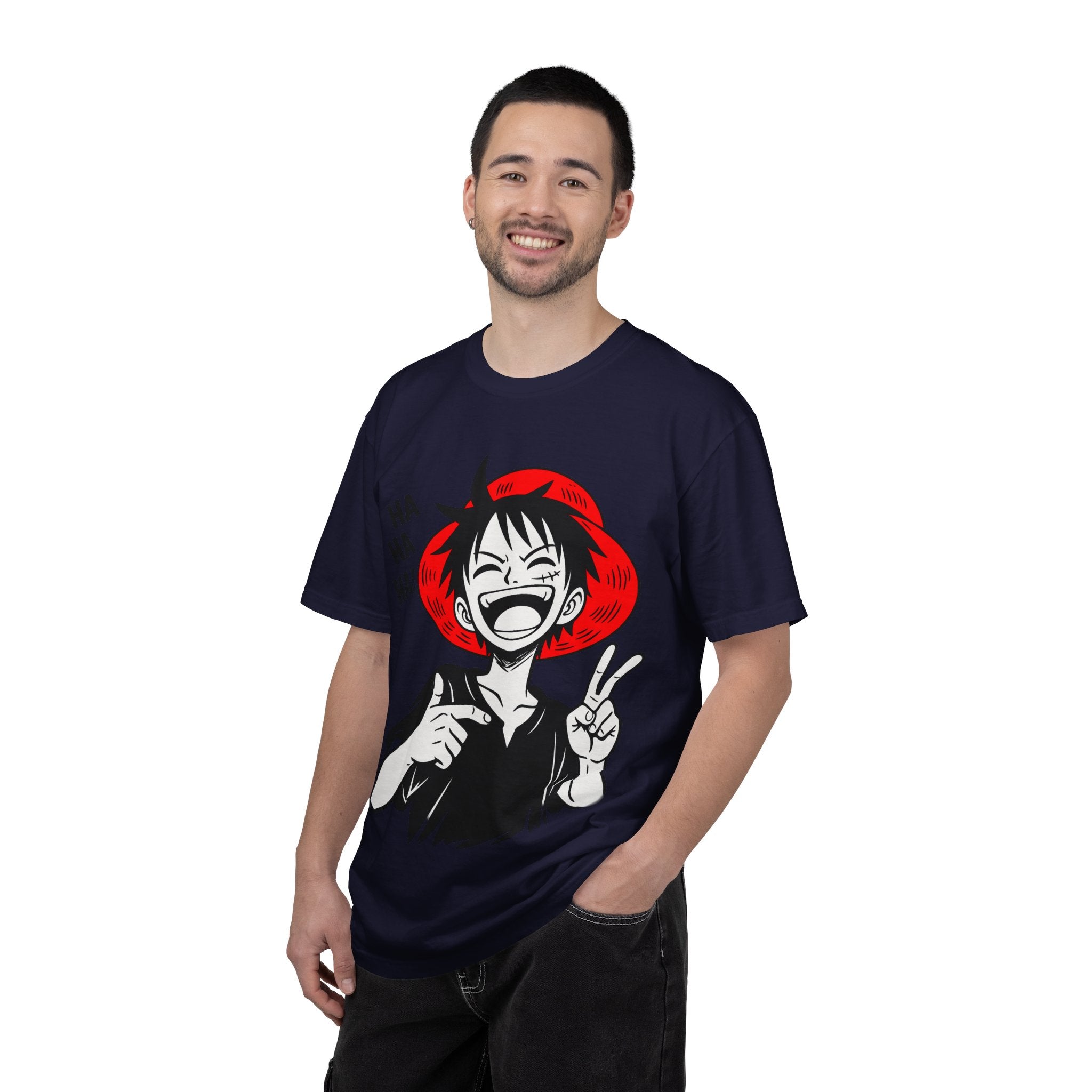 Anime Luffy Laughing Graphic T-shirt - Monkey D. Luffy Peace Sign Tee