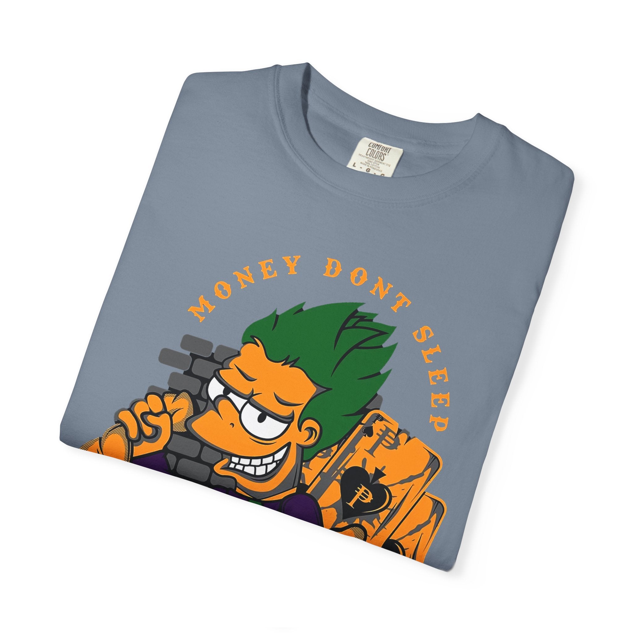 T-Shirt — 'Money Don’t Sleep' Cartoon Hustle Tee