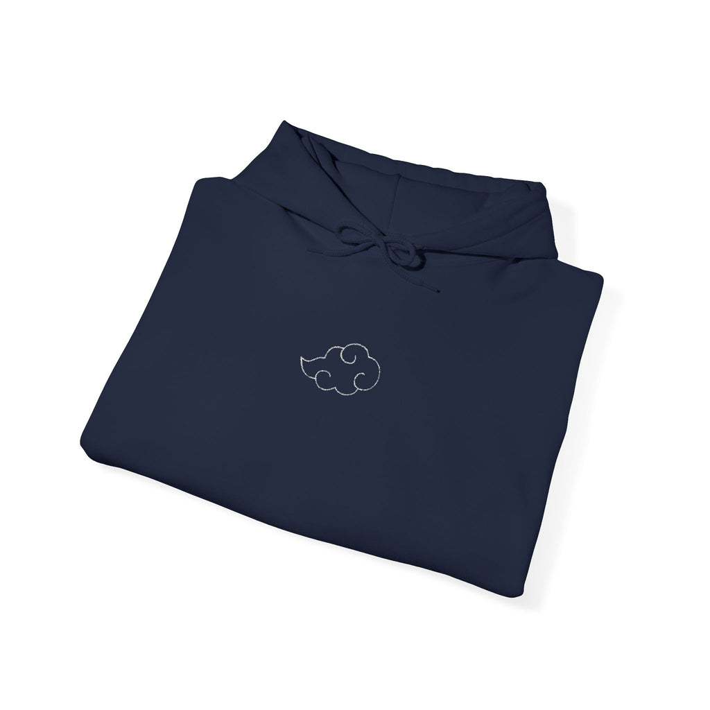 Minimal Cloud Outline Hoodie — Small White Cloud Graphic Embroidered