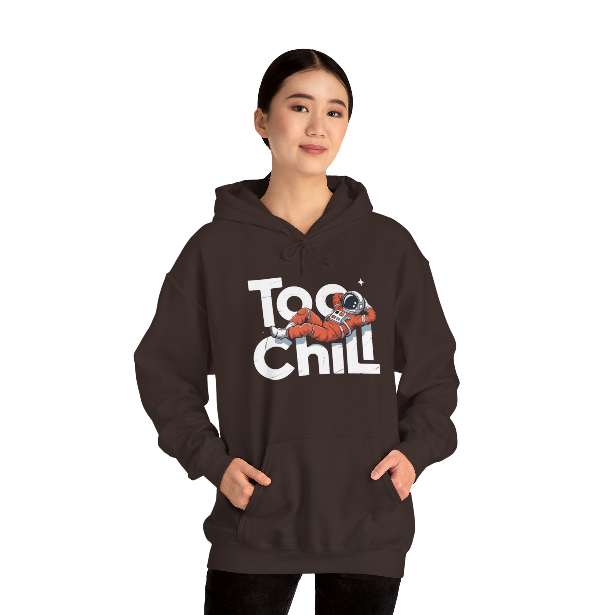 Too Chill Astronaut Hoodie — Retro Space Graphic Pullover