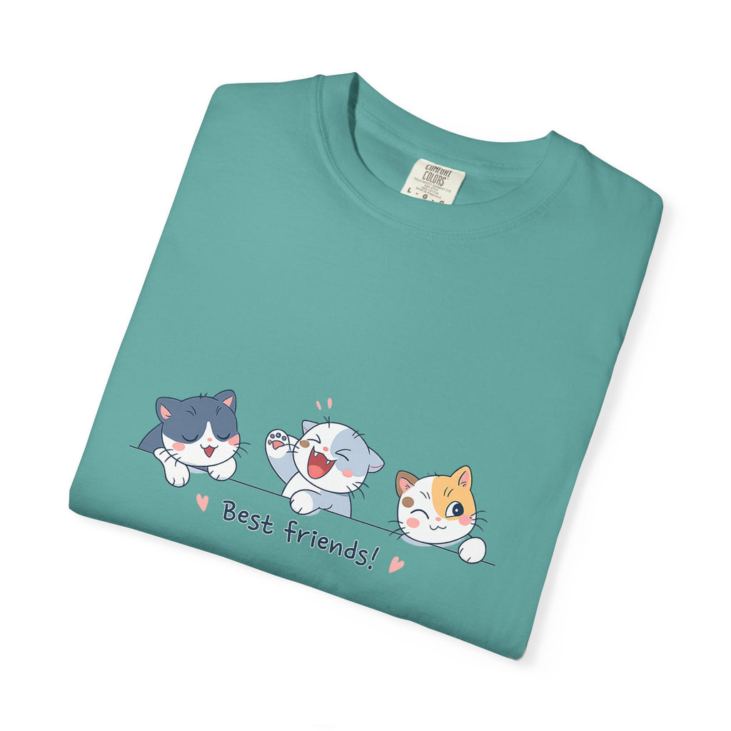 Cute ‘Best Friends!’ Cat T-Shirt — Cartoon Kitten Trio Graphic Tee