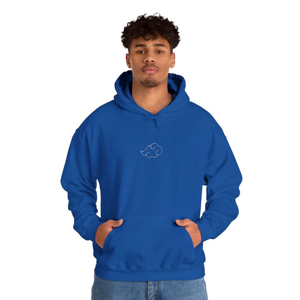 Minimal Cloud Outline Hoodie — Small White Cloud Graphic Embroidered