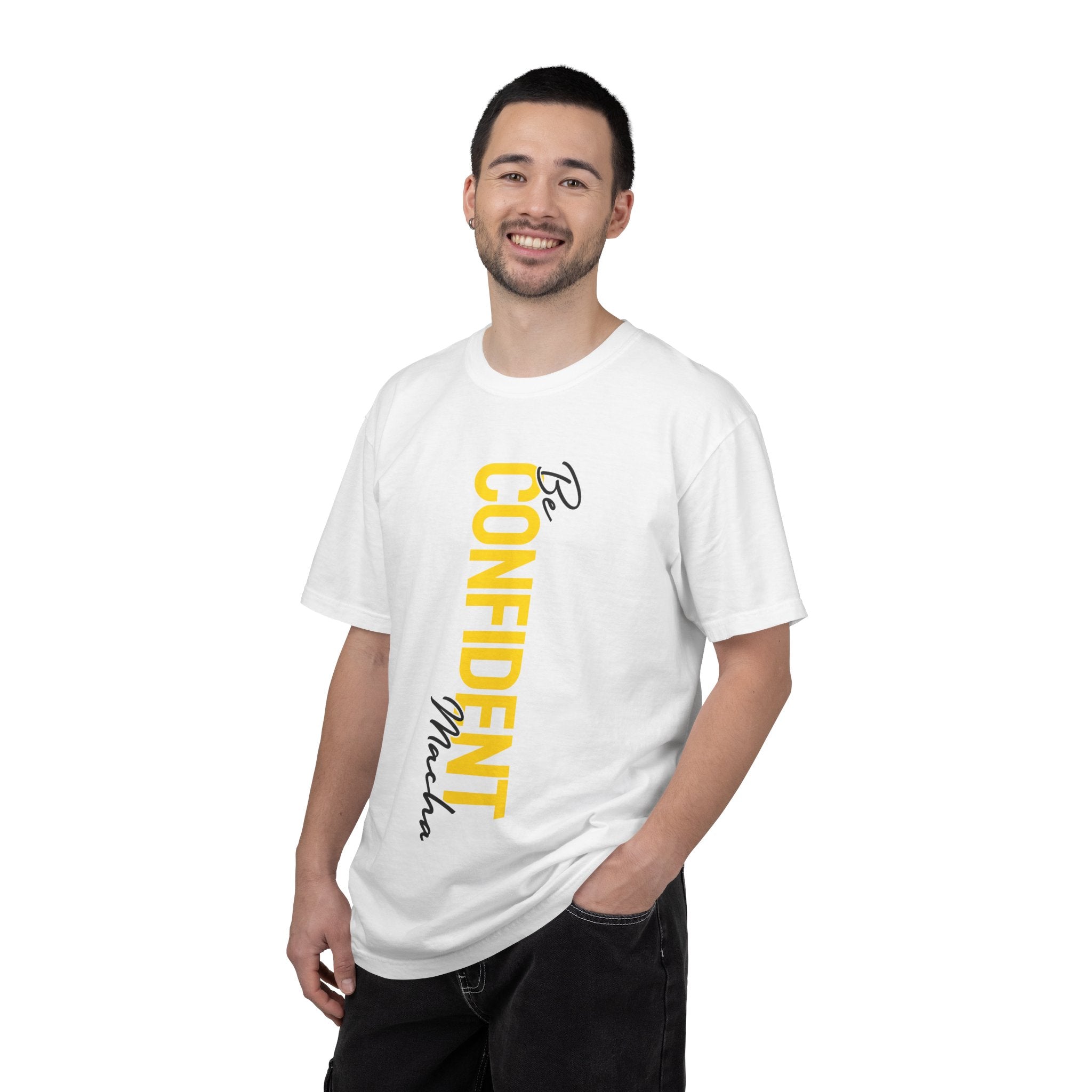 Be Confident Vertical Text T-Shirt — Motivational Graphic Tee