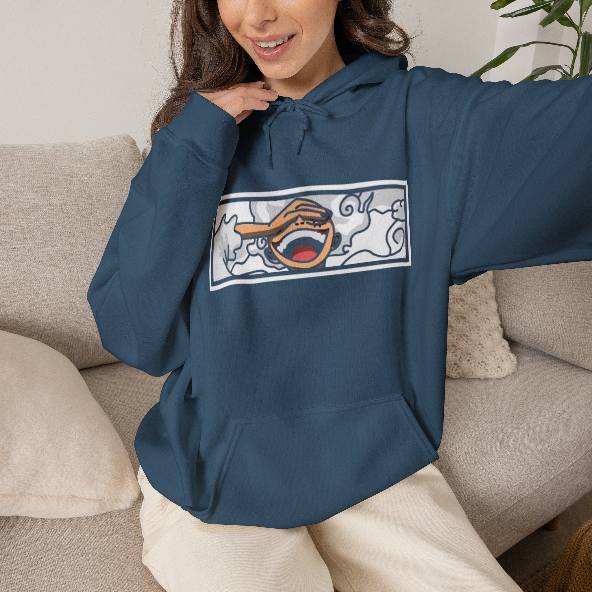 Laughing Mouth Graphic Hoodie — Anime Smile Streetwear Hoodie