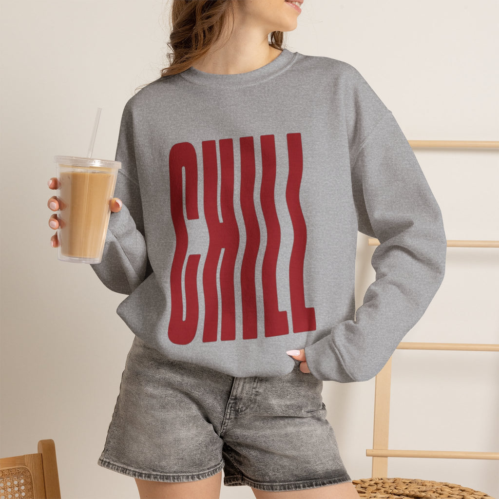 Chill Distorted Text Crewneck Sweatshirt
