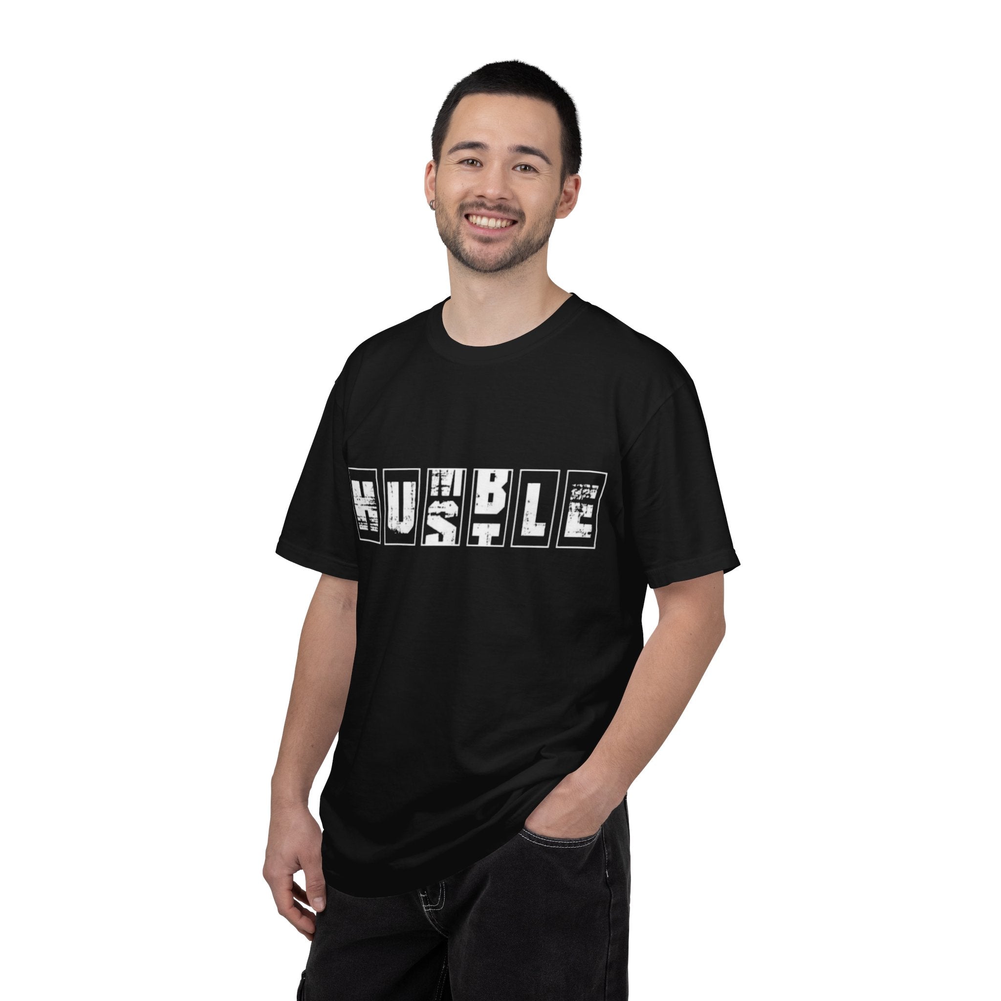 Hustle Block Letter T-Shirt — Vintage Graphic Tee with 'HUSTLE' Design