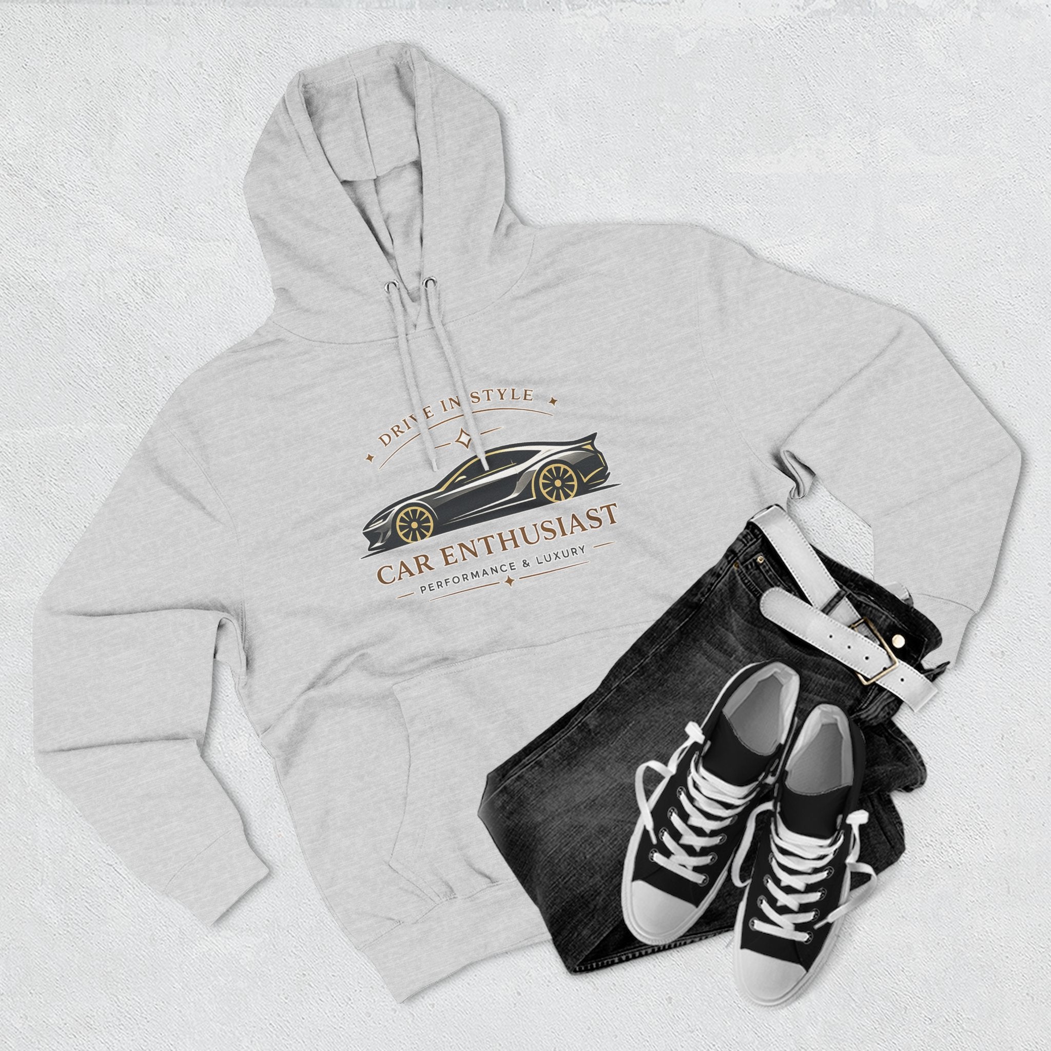 Car Enthusiast Hoodie — Vintage Sports Car Graphic, 'Drive in Style' Casual Pullover