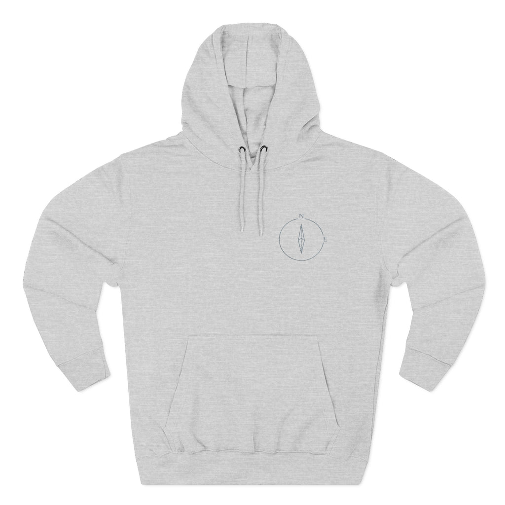 Minimal Compass Hoodie — Small Chest Compass Graphic Pullover
