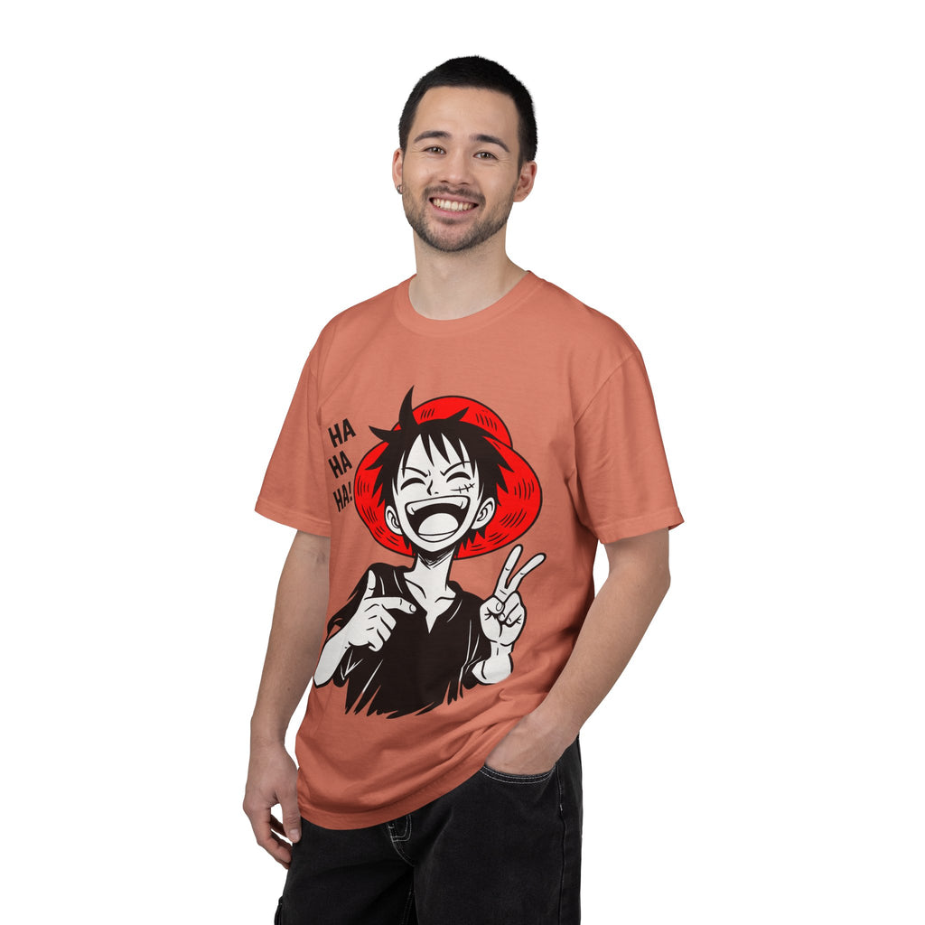 Anime Luffy Laughing Graphic T-shirt - Monkey D. Luffy Peace Sign Tee