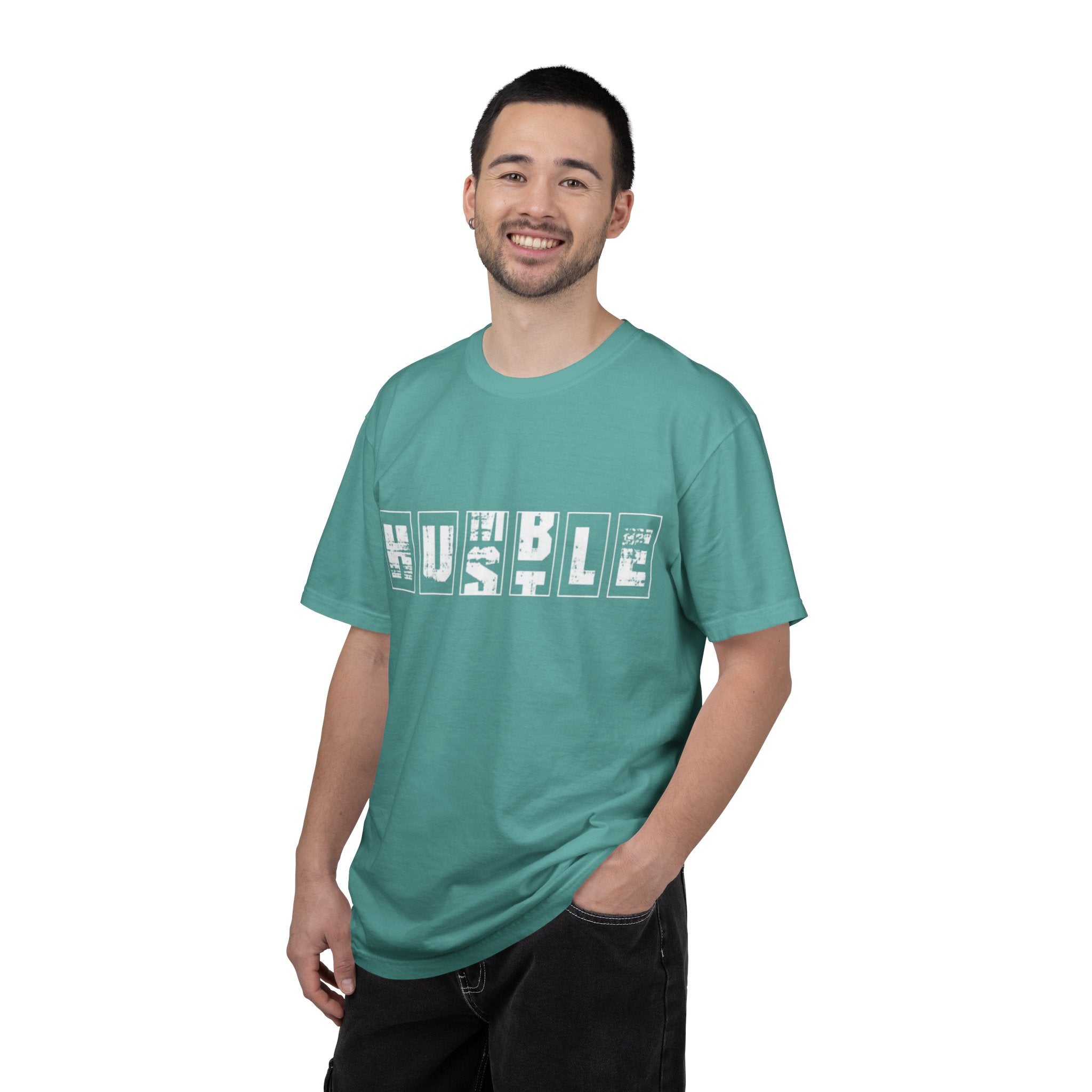 Hustle Block Letter T-Shirt — Vintage Graphic Tee with 'HUSTLE' Design