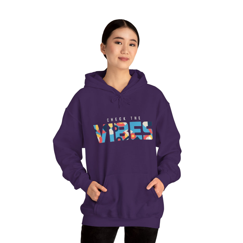 Check The Vibes Hoodie – Colorful Retro Graphic Pullover