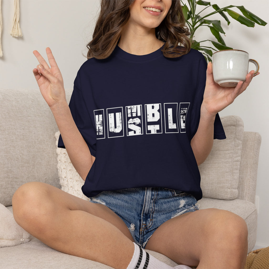 Hustle Block Letter T-Shirt — Vintage Graphic Tee with 'HUSTLE' Design