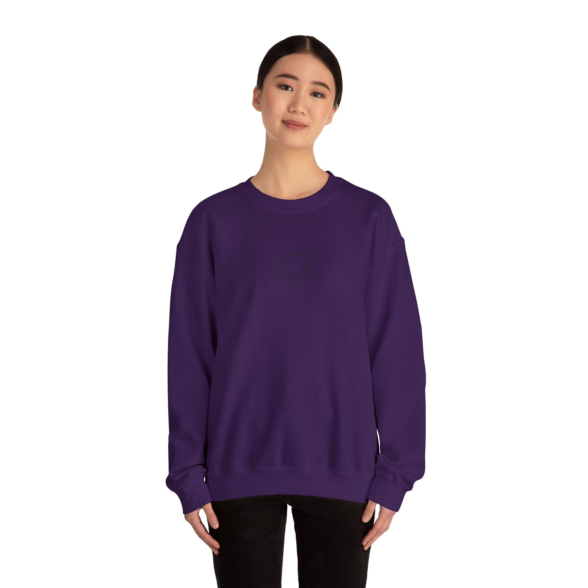 Minimal Planet Crewneck Sweatshirt Embroidered
