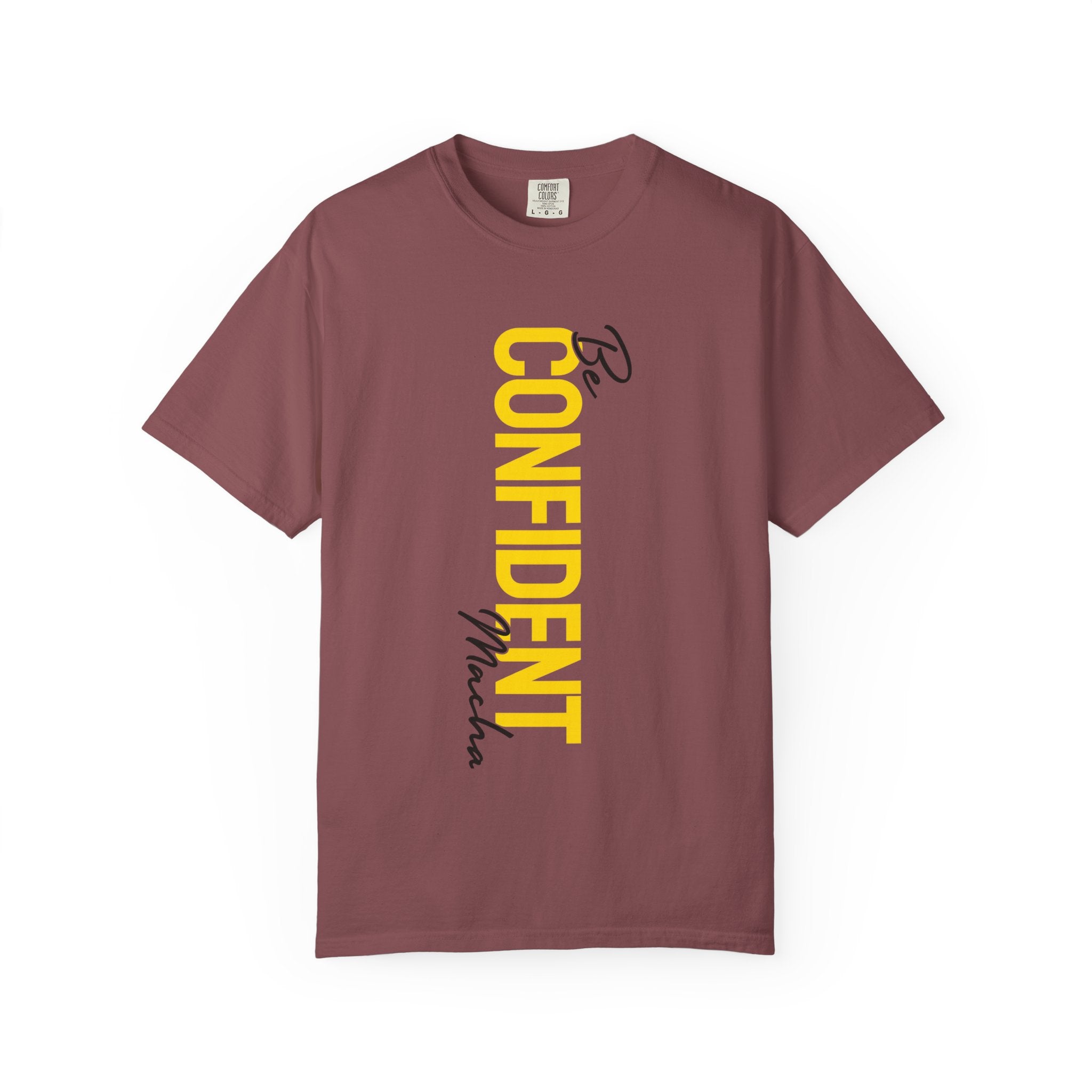 Be Confident Vertical Text T-Shirt — Motivational Graphic Tee