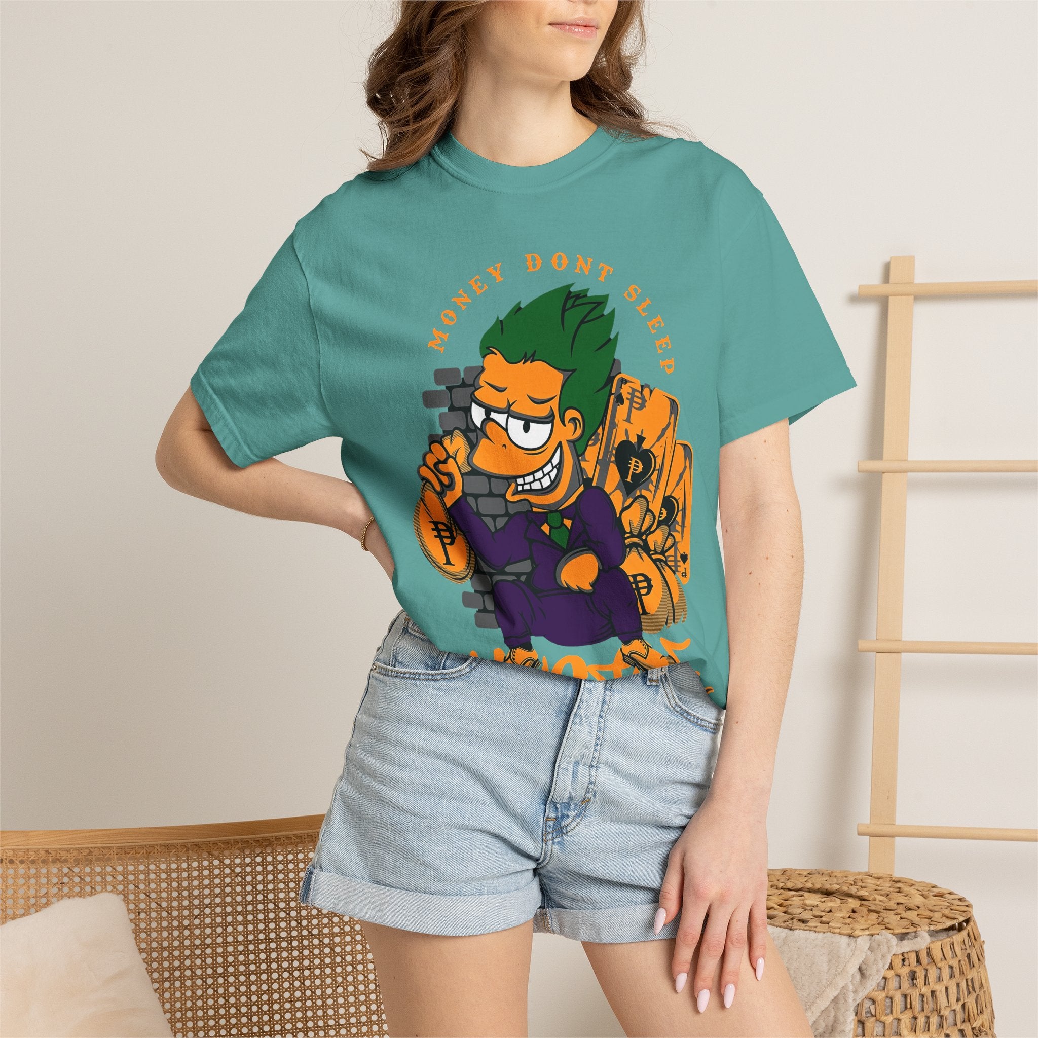 T-Shirt — 'Money Don’t Sleep' Cartoon Hustle Tee