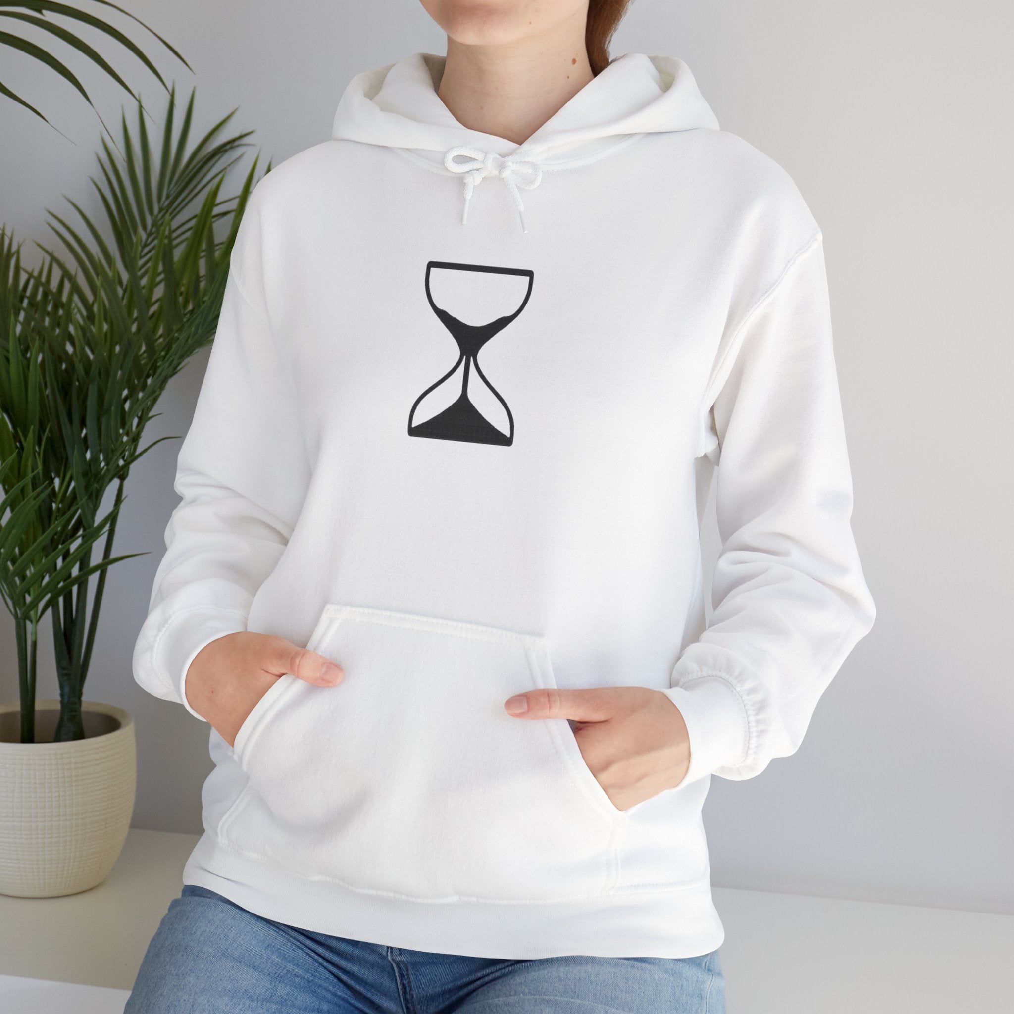 Hourglass Minimalist Hoodie — Simple Time Symbol Pullover