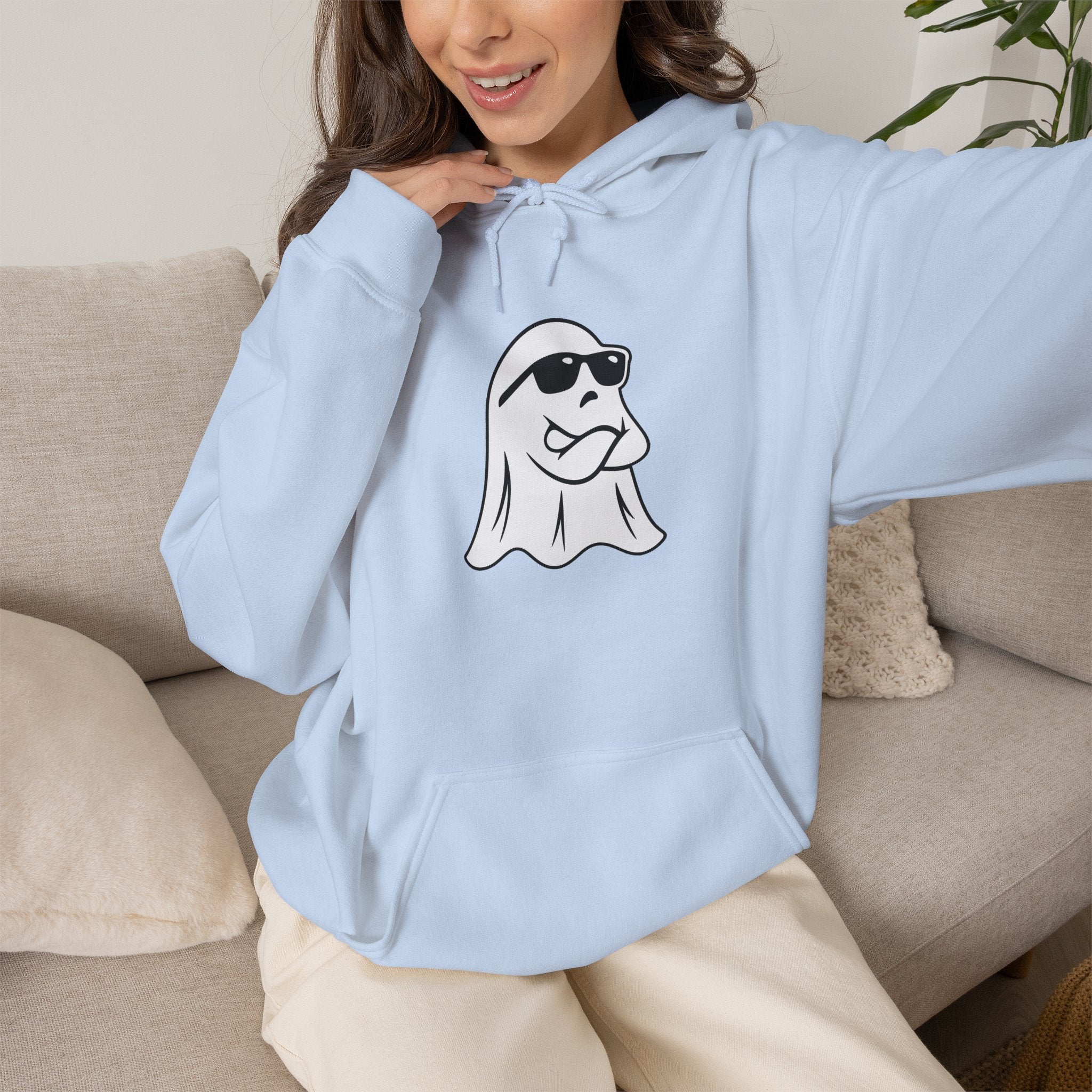 Cool Sunglasses Ghost Hoodie — Cute Minimalist Halloween Pullover