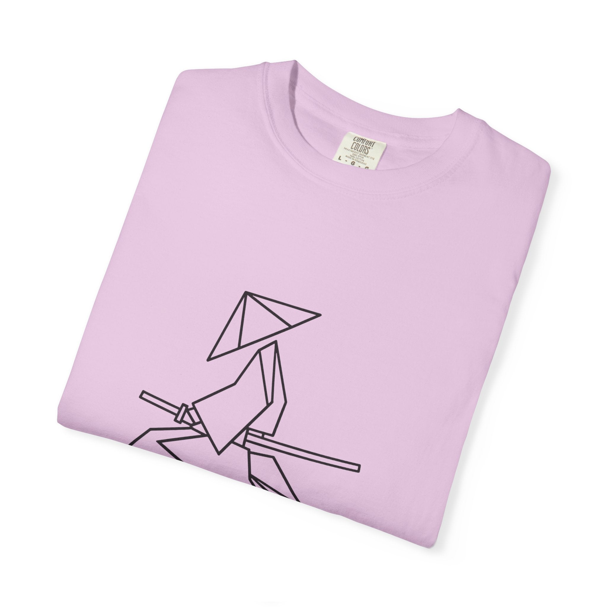 Samurai Line Art T-Shirt — Minimal Origami Swordsman Graphic Tee