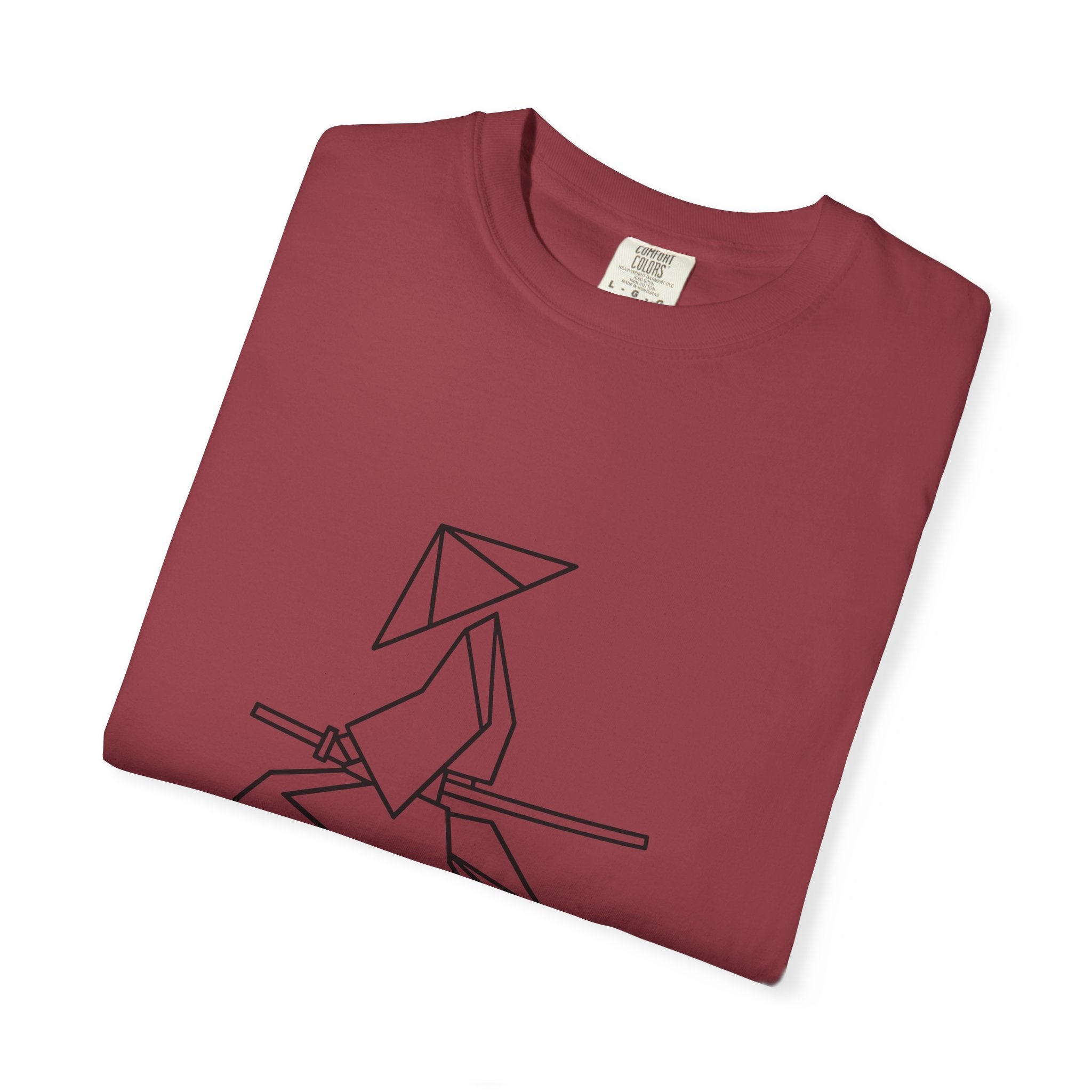 Samurai Line Art T-Shirt — Minimal Origami Swordsman Graphic Tee