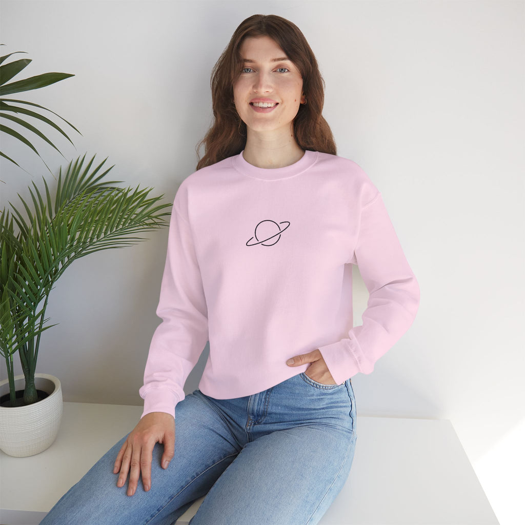 Minimal Planet Crewneck Sweatshirt Embroidered