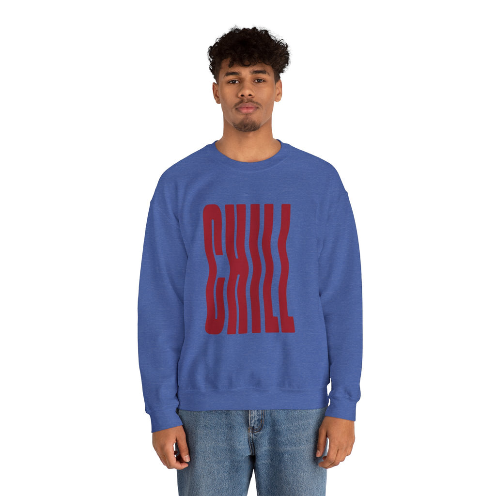 Chill Distorted Text Crewneck Sweatshirt