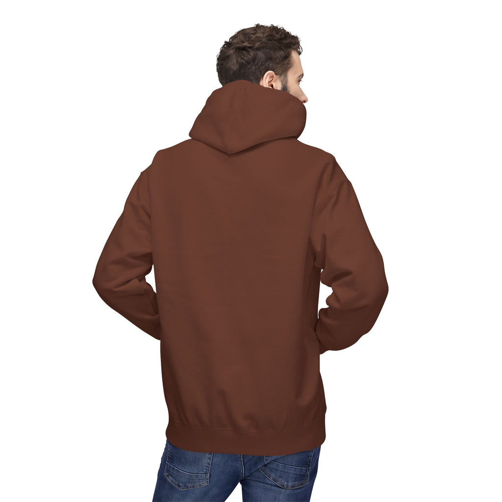Never Typography Hoodie — Brown Casual Graphic Pullover