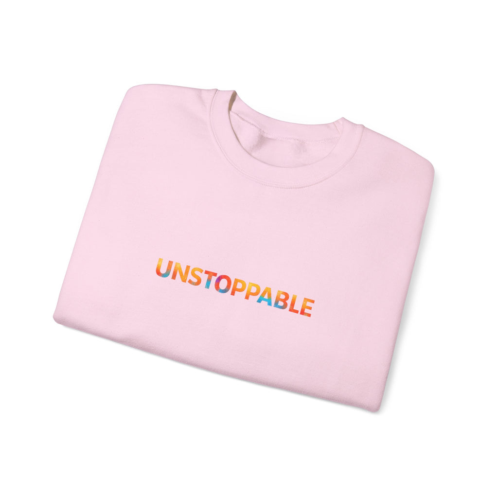 Unstoppable Crewneck Sweatshirt — Inspirational Rainbow Text Pullover