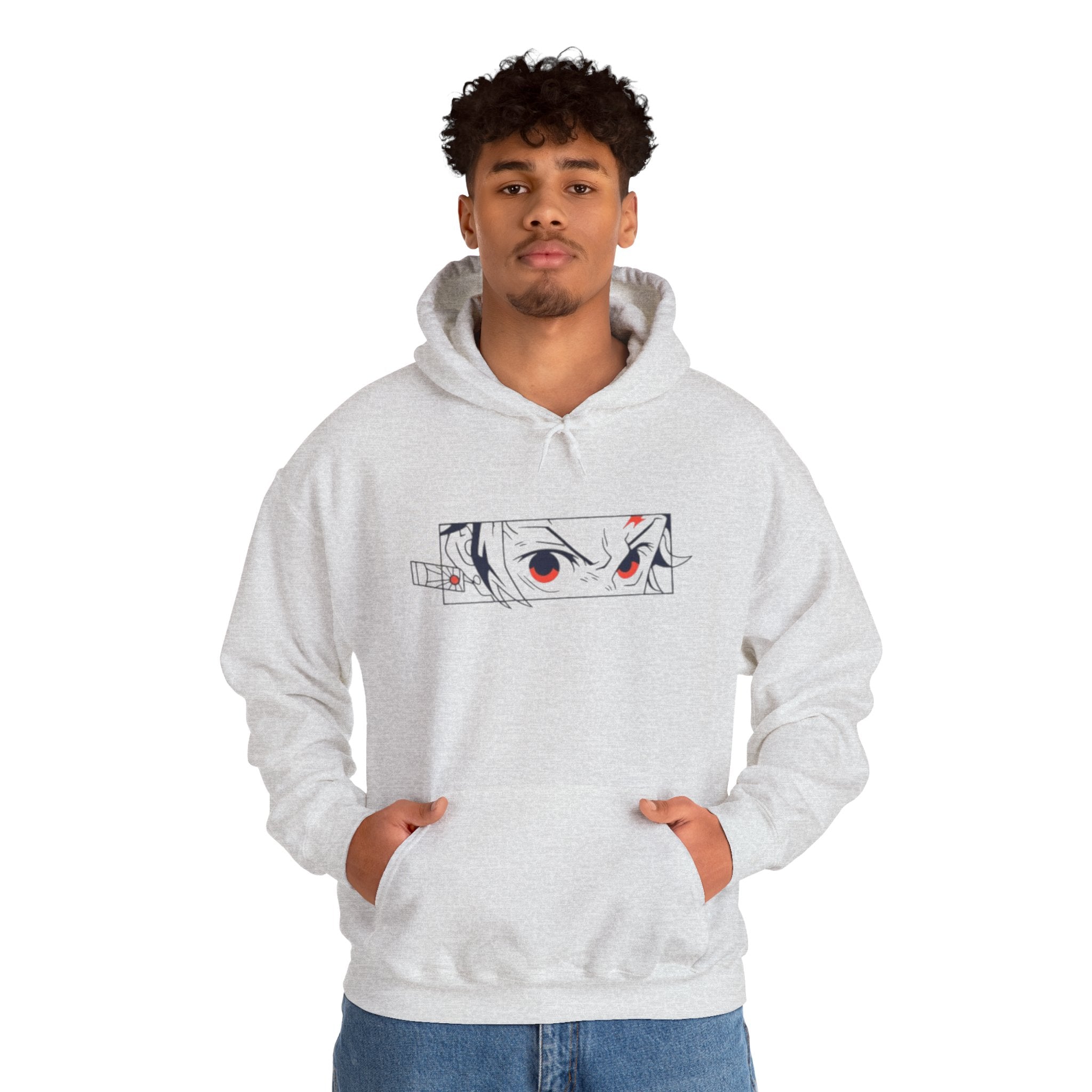 Anime Eyes Hoodie — Minimal Red & Black Manga Gaze Sweatshirt